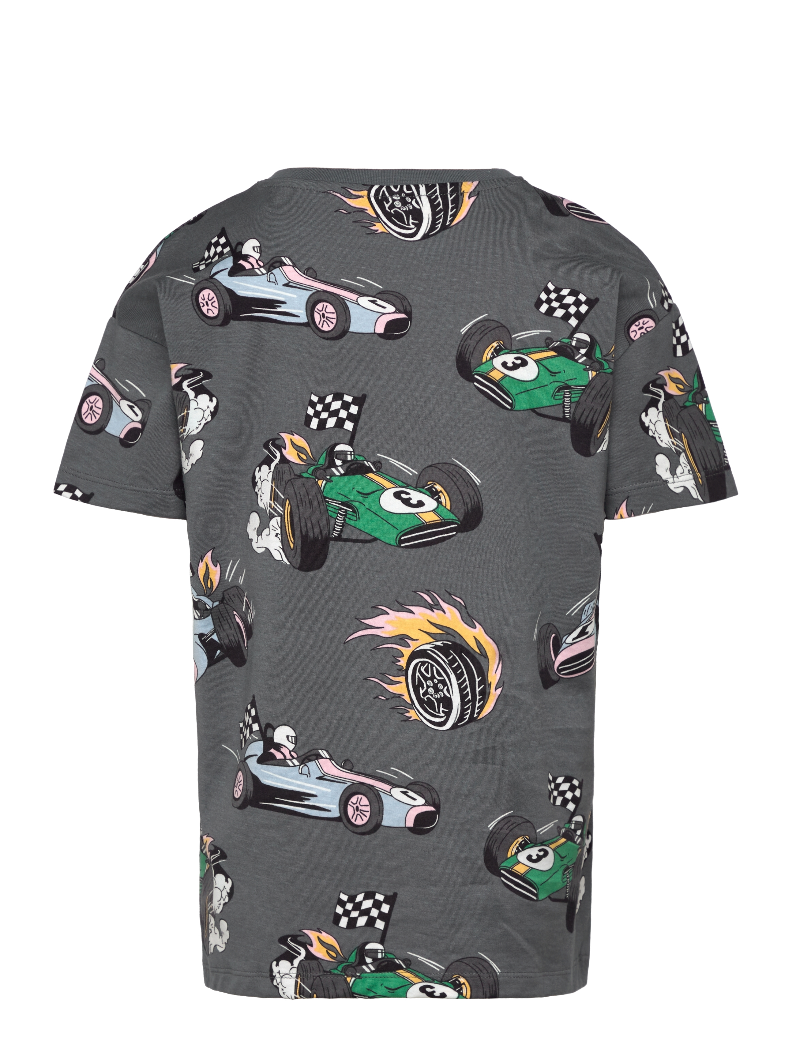 Lindex - Top SS OS Racercars AOP - dark grey - 1