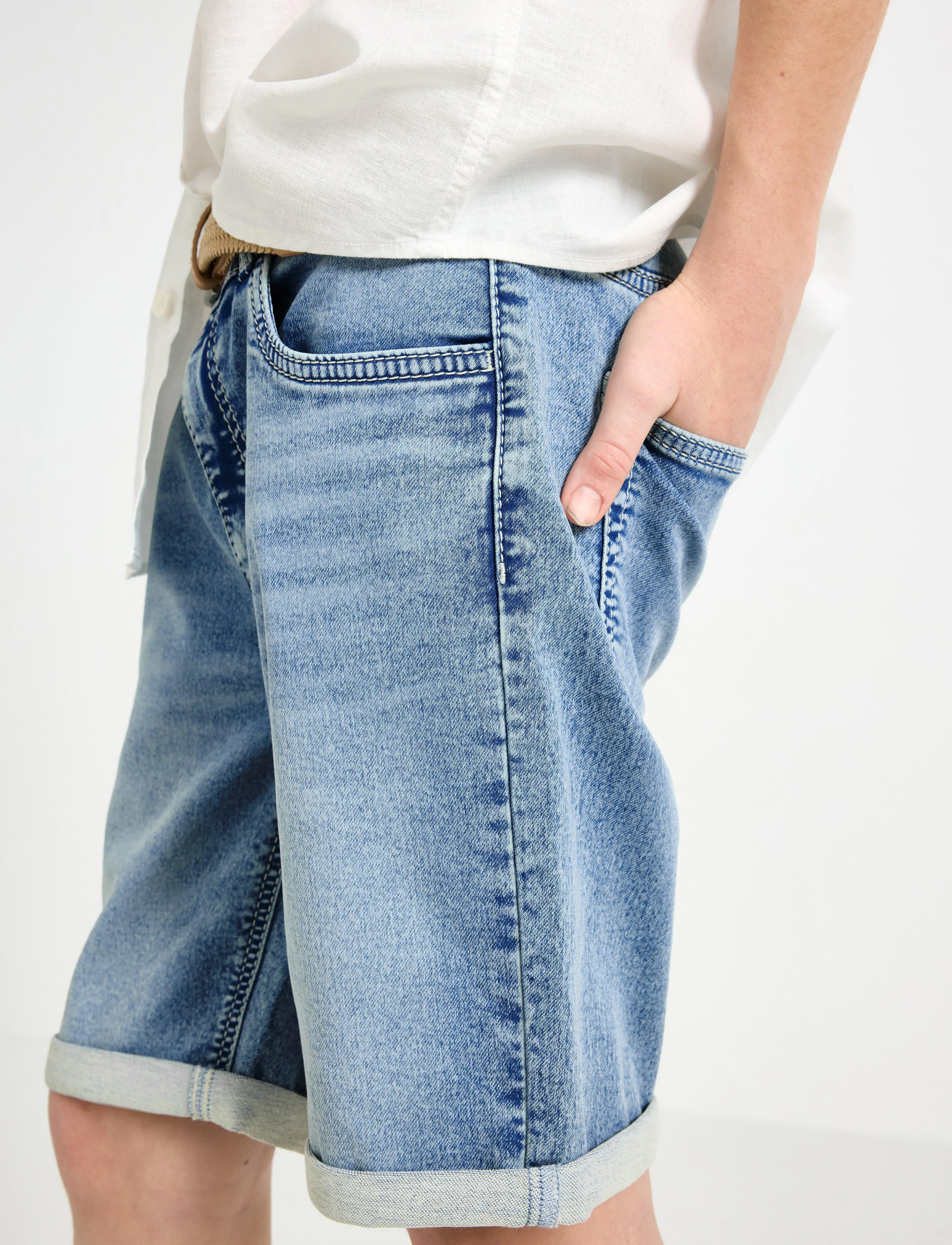 Lindex - Shorts denimjersey Staffan - dark denim - 4