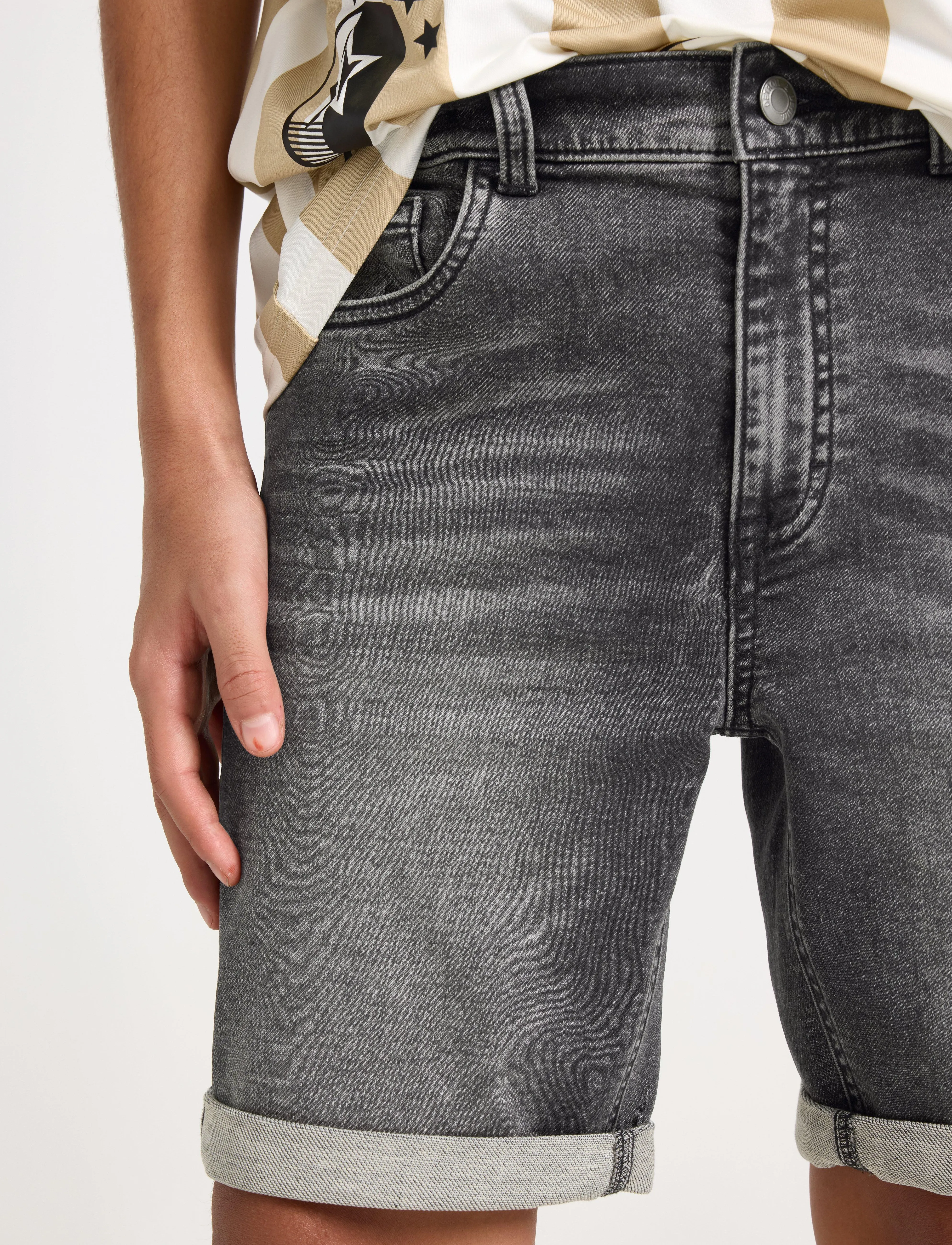 Lindex - Shorts denimjersey Staffan - denim shorts - black - 4