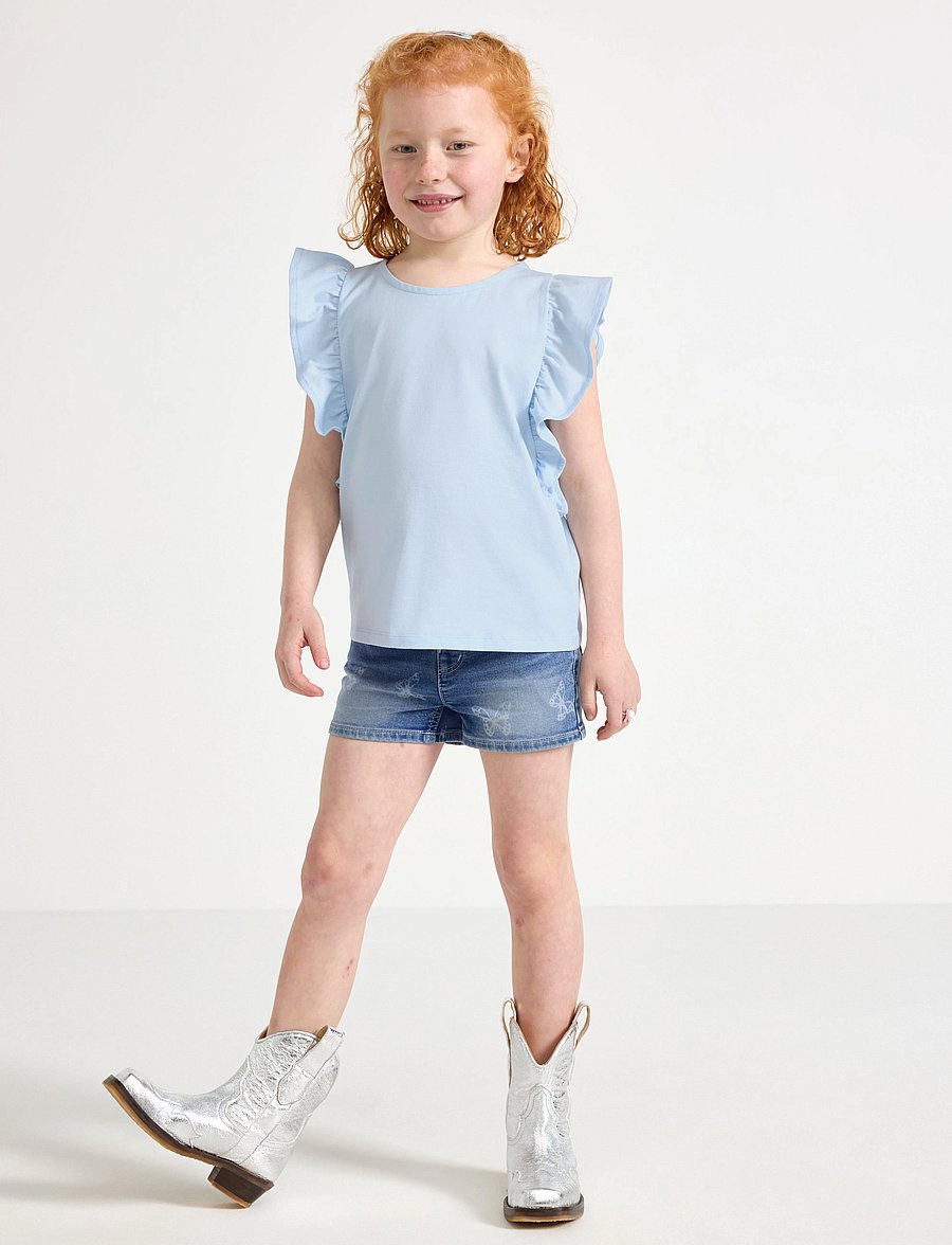 Lindex - Shorts denimjersey butterflies - denim shorts - denim blue - 0