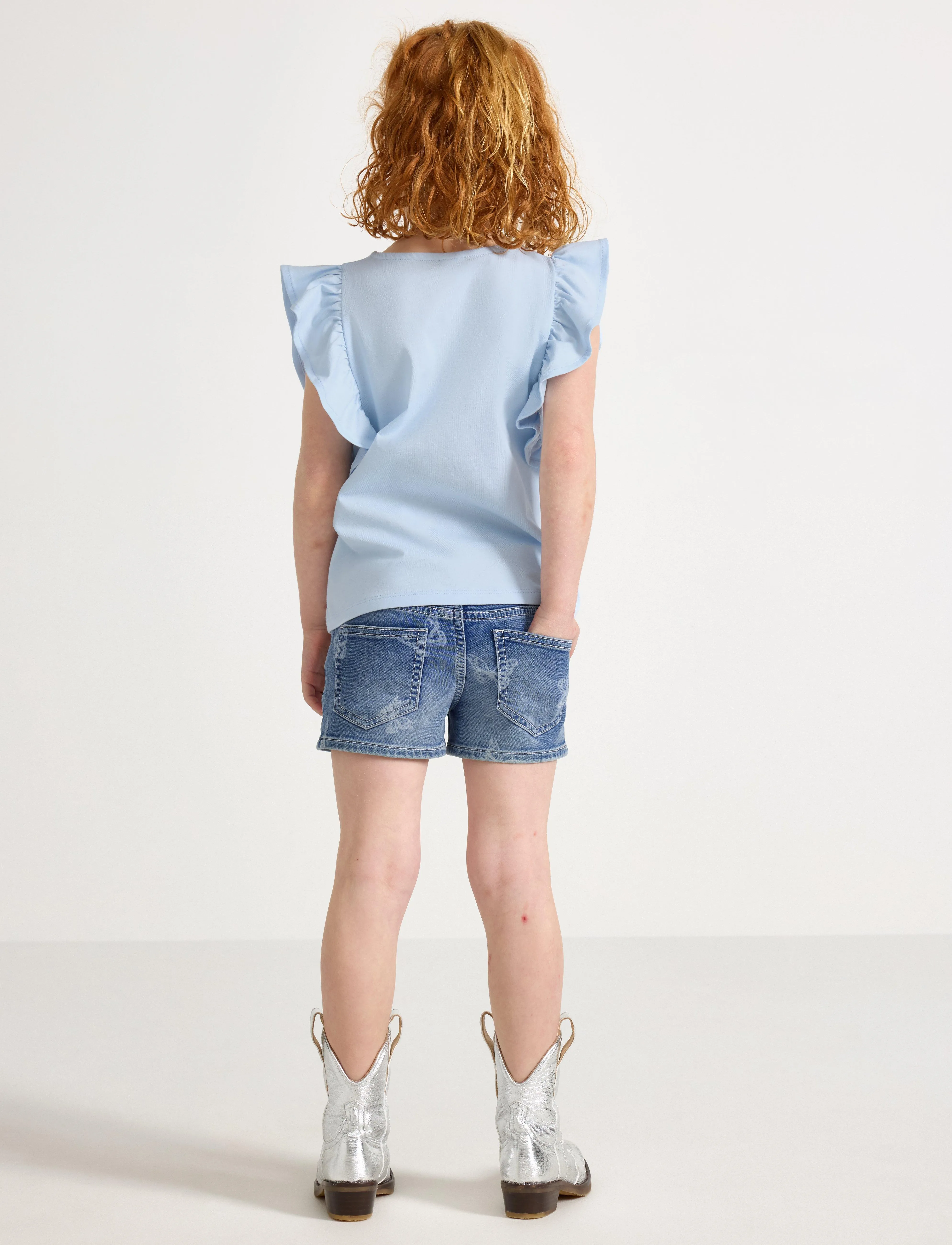 Lindex - Shorts denimjersey butterflies - jeansshorts - denim blue - 3