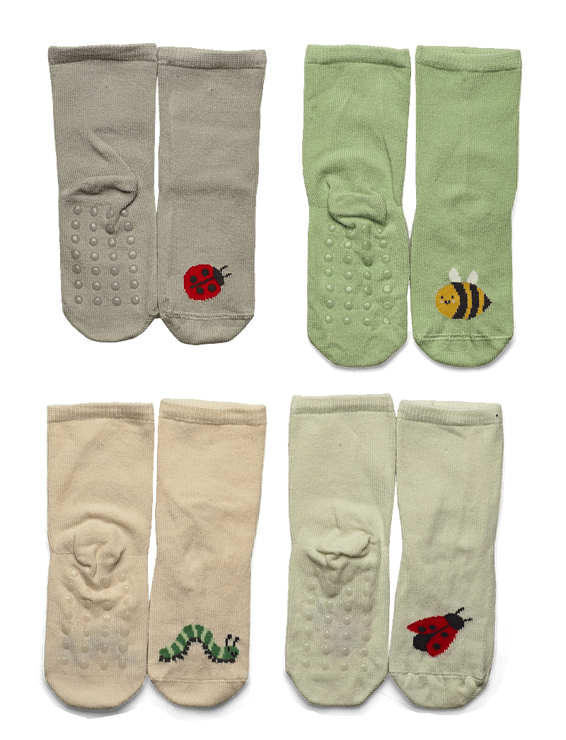 Lindex - Socks 4 p w pattern - sokid - light dusty green - 0