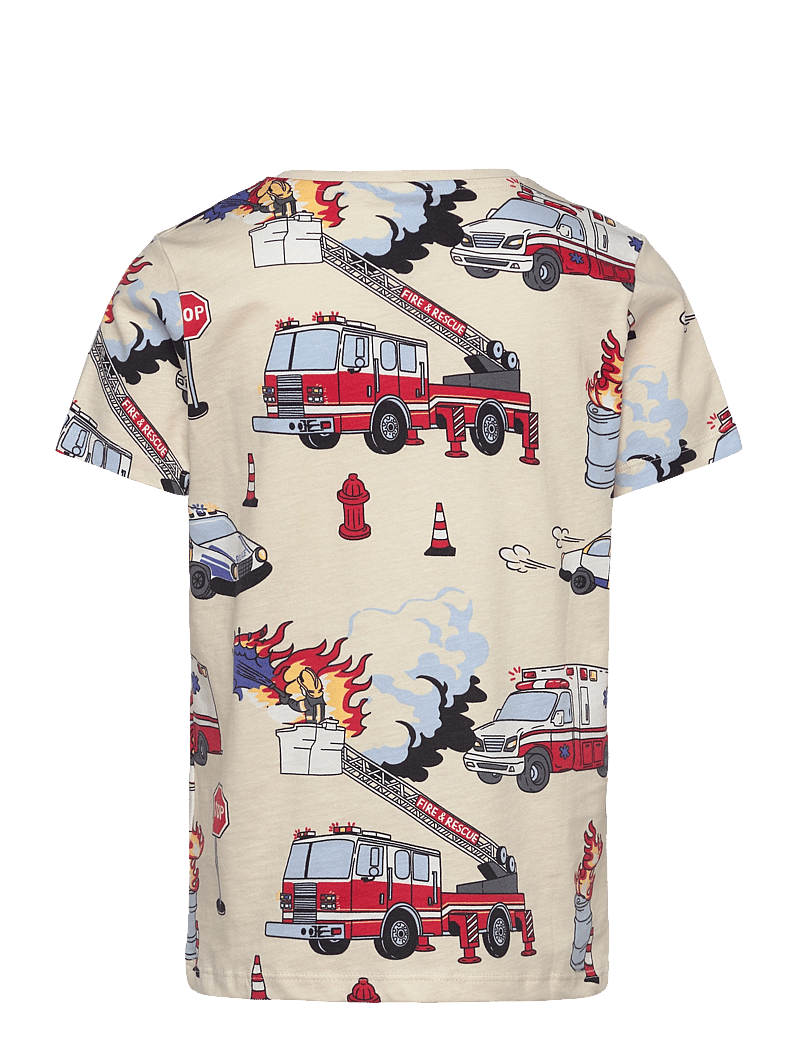 Lindex - Top SS SOS aop - t-shirts - light beige - 1