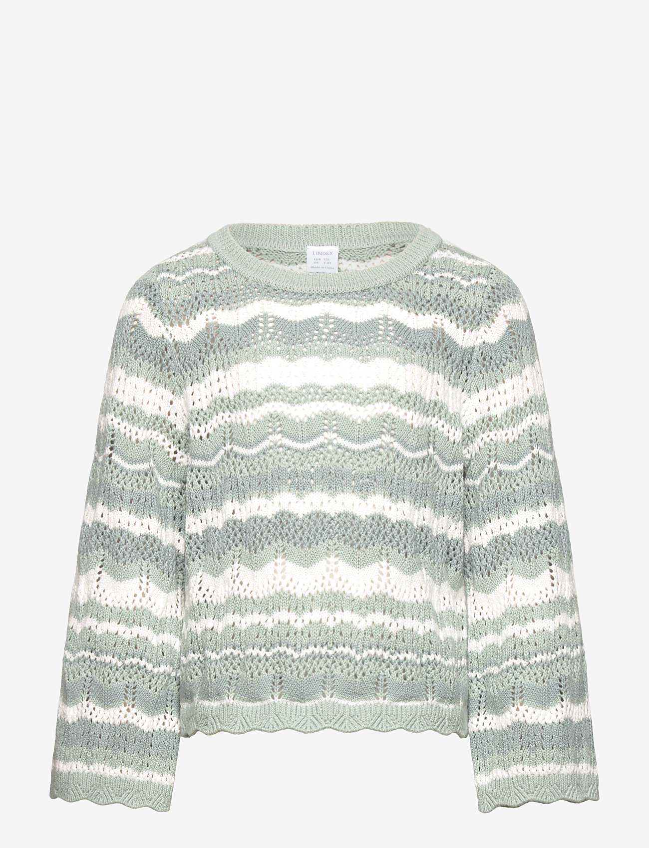 Lindex - sweater pointelle green - trøjer - light dusty green - 1