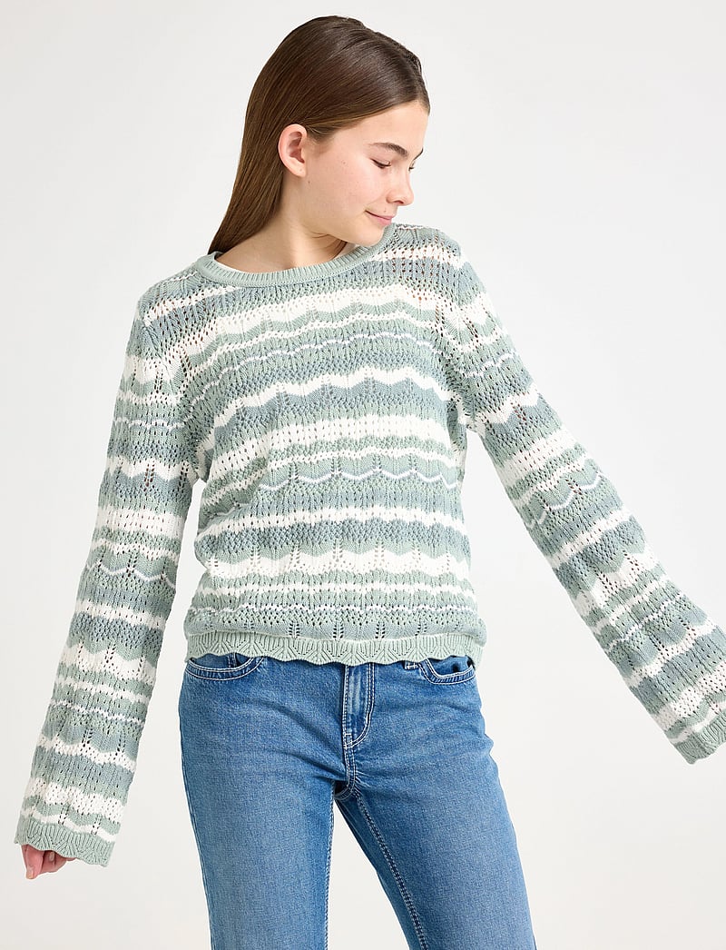 Lindex - sweater pointelle green - trøjer - light dusty green - 0