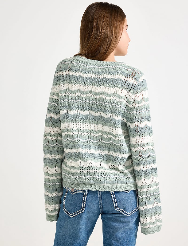 Lindex - sweater pointelle green - trøjer - light dusty green - 3