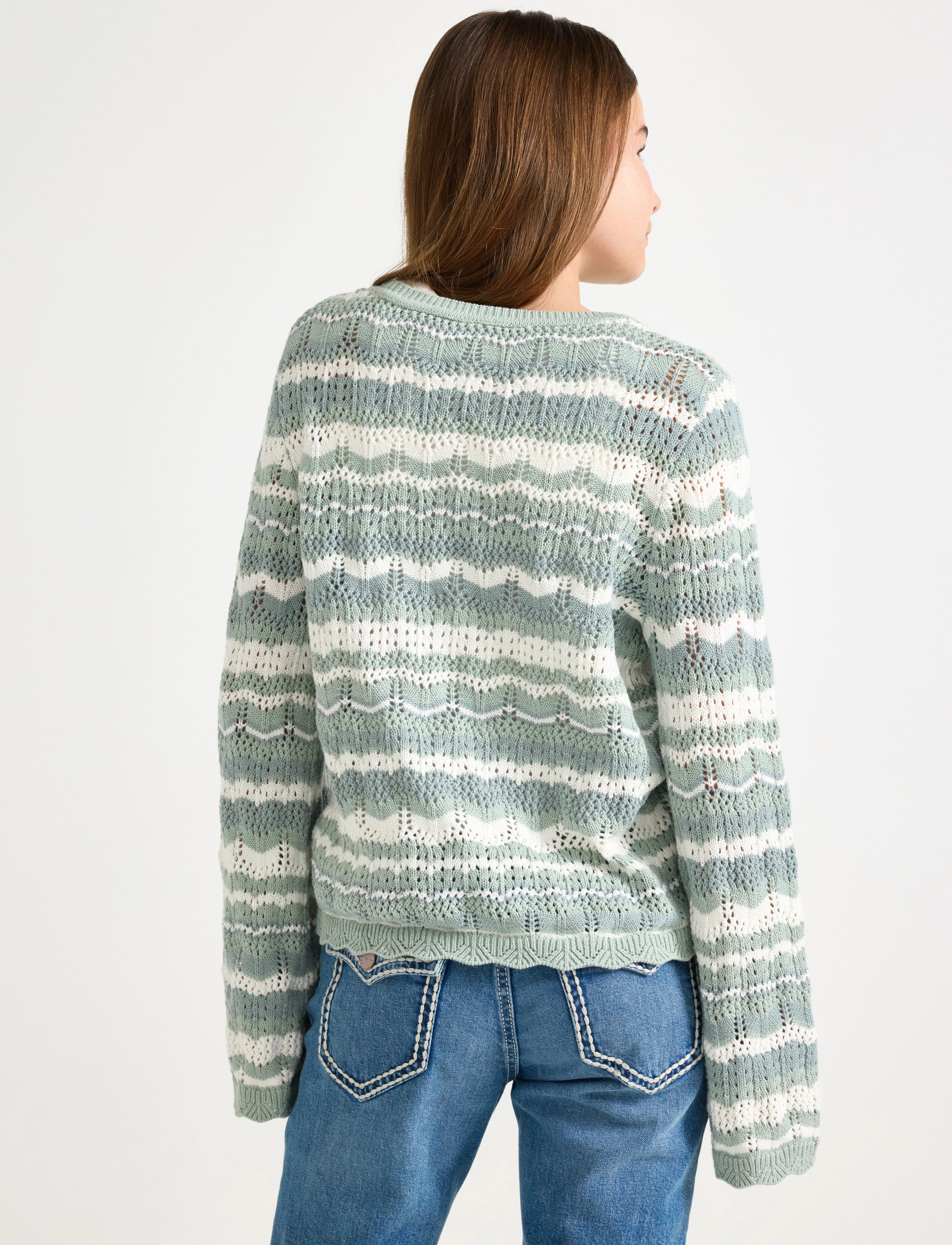 Lindex - sweater pointelle green - džemprid - light dusty green - 3