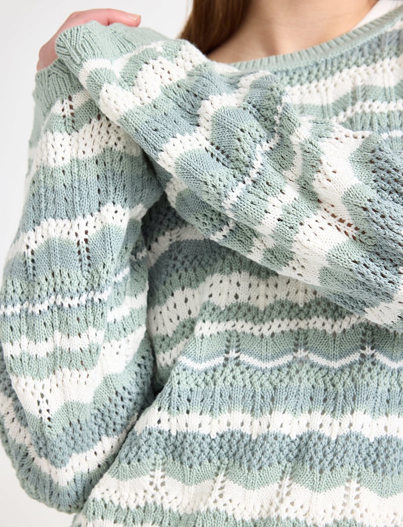 Lindex - sweater pointelle green - trøjer - light dusty green - 4