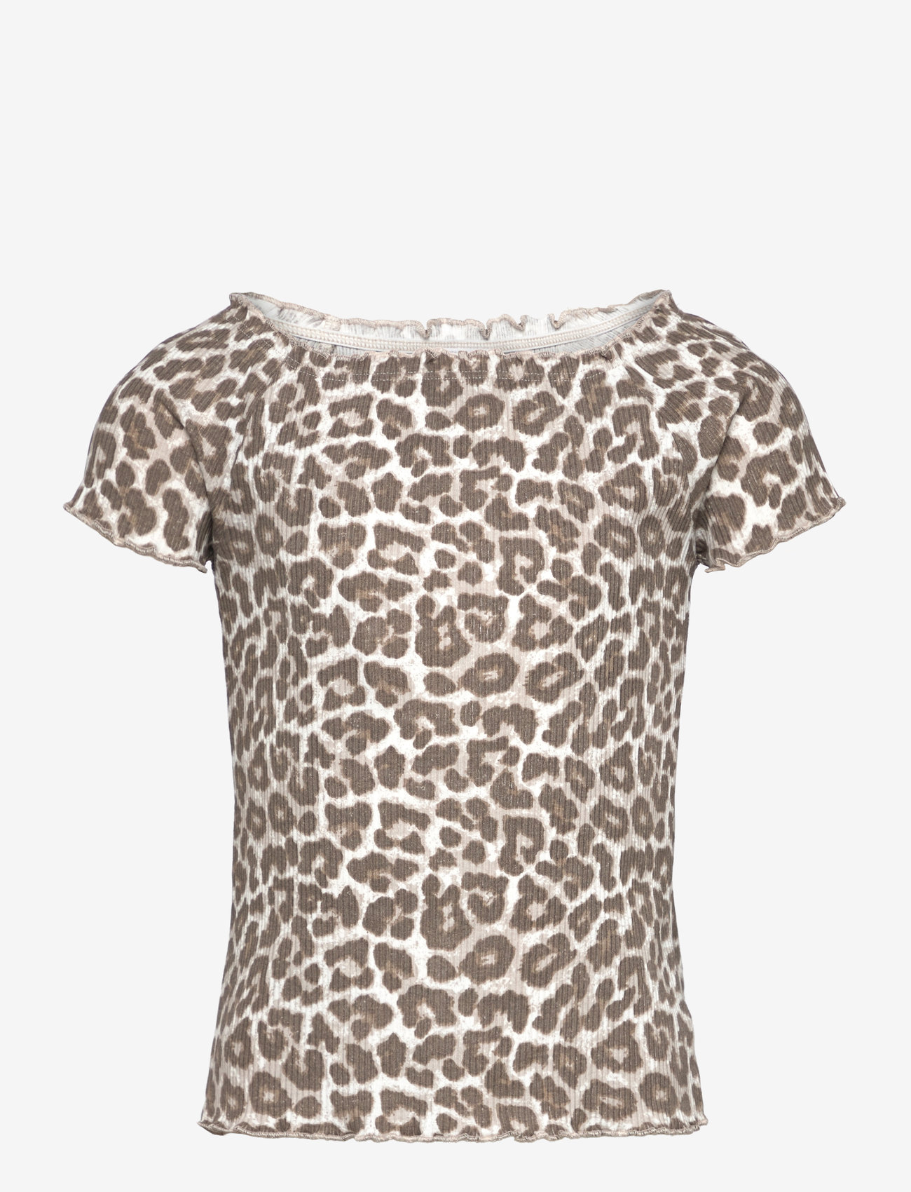 Lindex - Top rib with curly hem and aop - light grey - 1