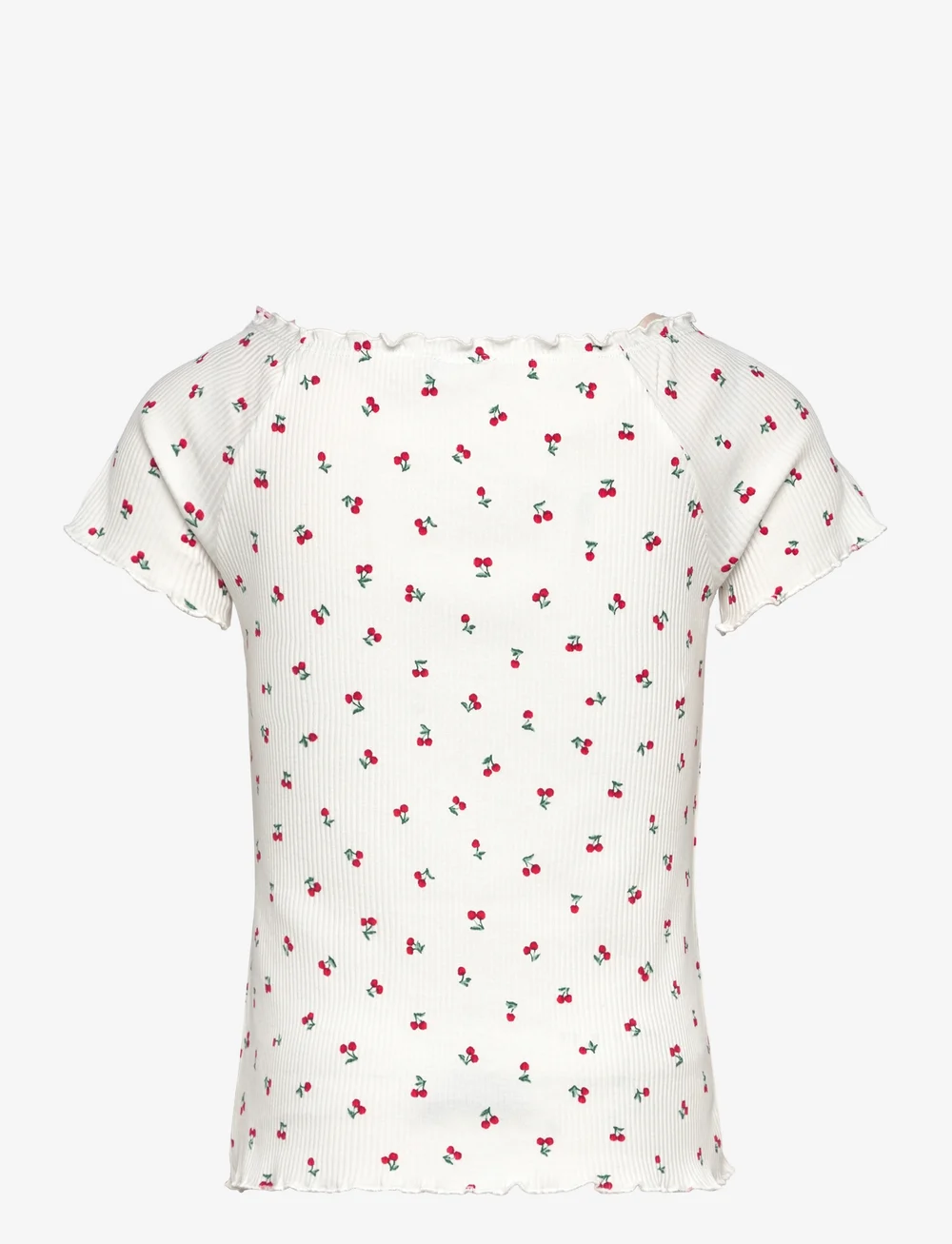 Lindex - Top rib with curly hem and aop - short-sleeved t-shirts - off white - 2