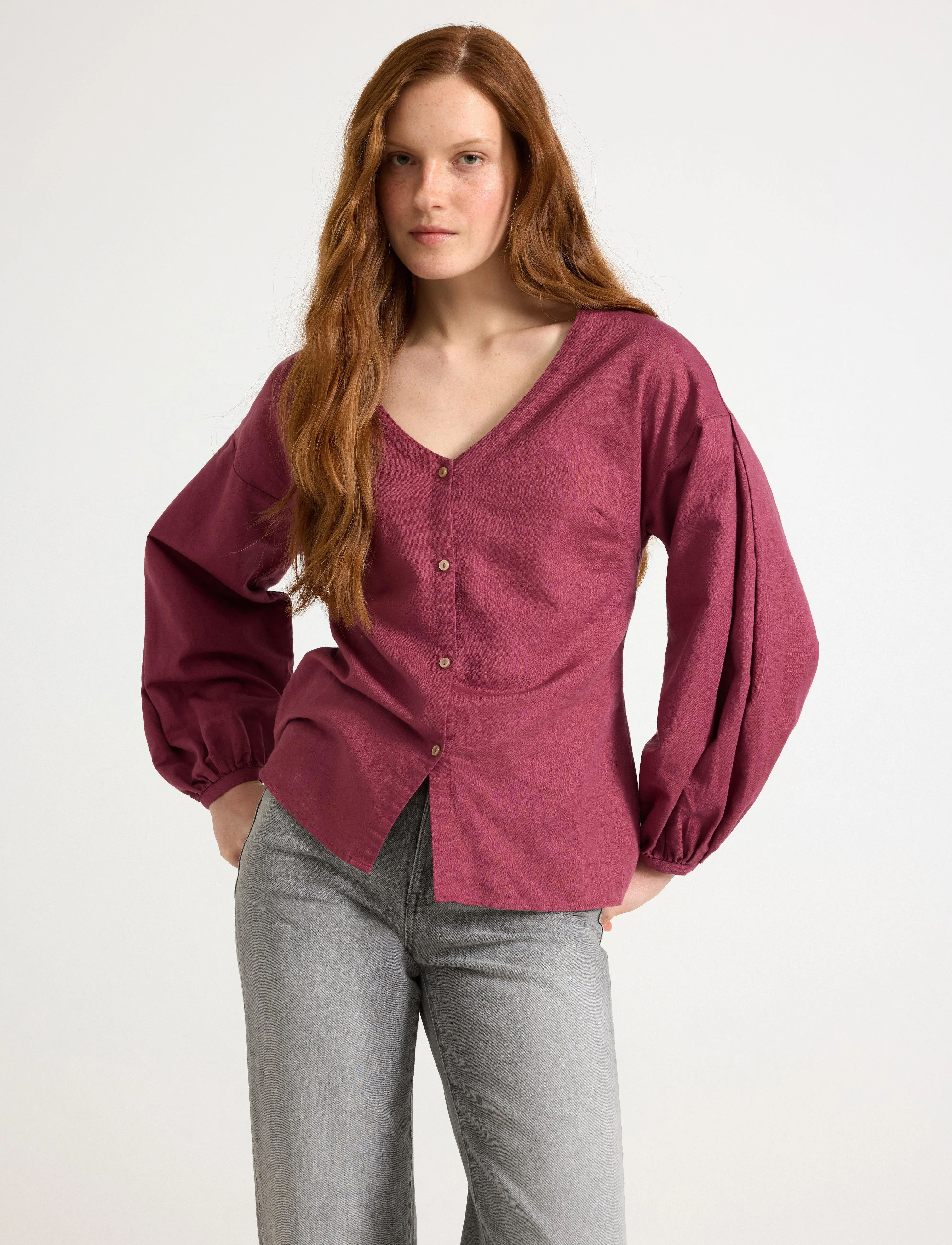 Lindex Blouse Emina, S, Blouses, Lila - Long-sleeved, Frauen