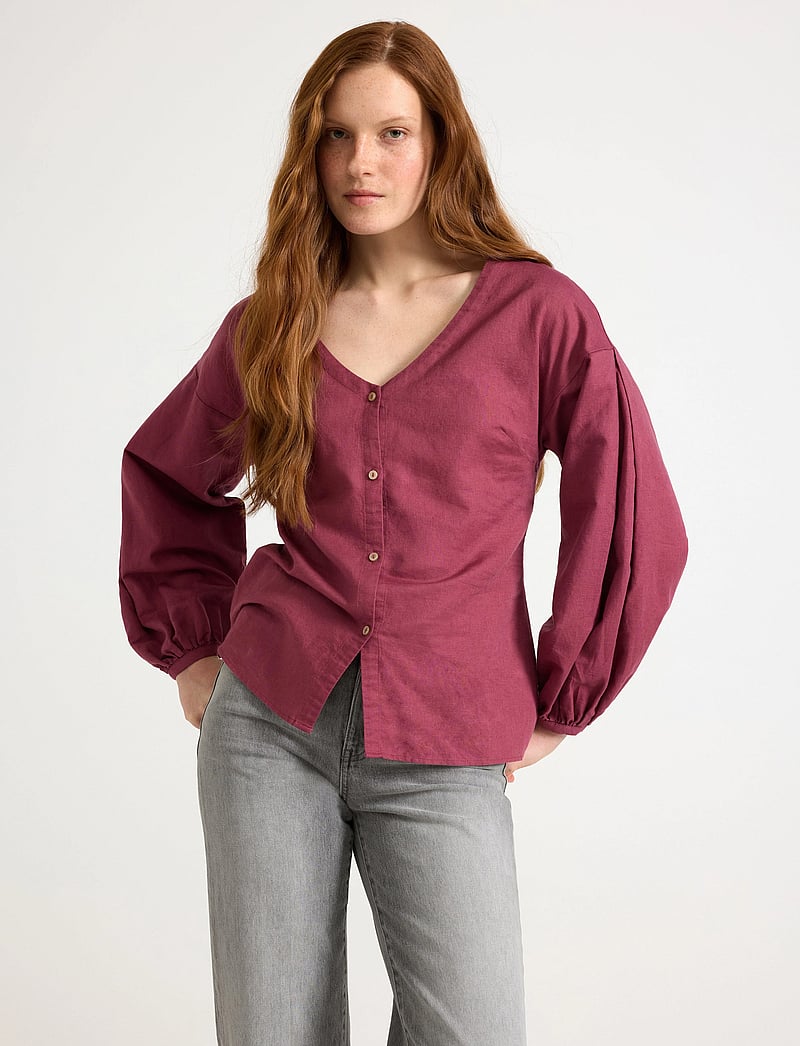Lindex - Blouse Emina - långärmade blusar - dark dusty pink - 0