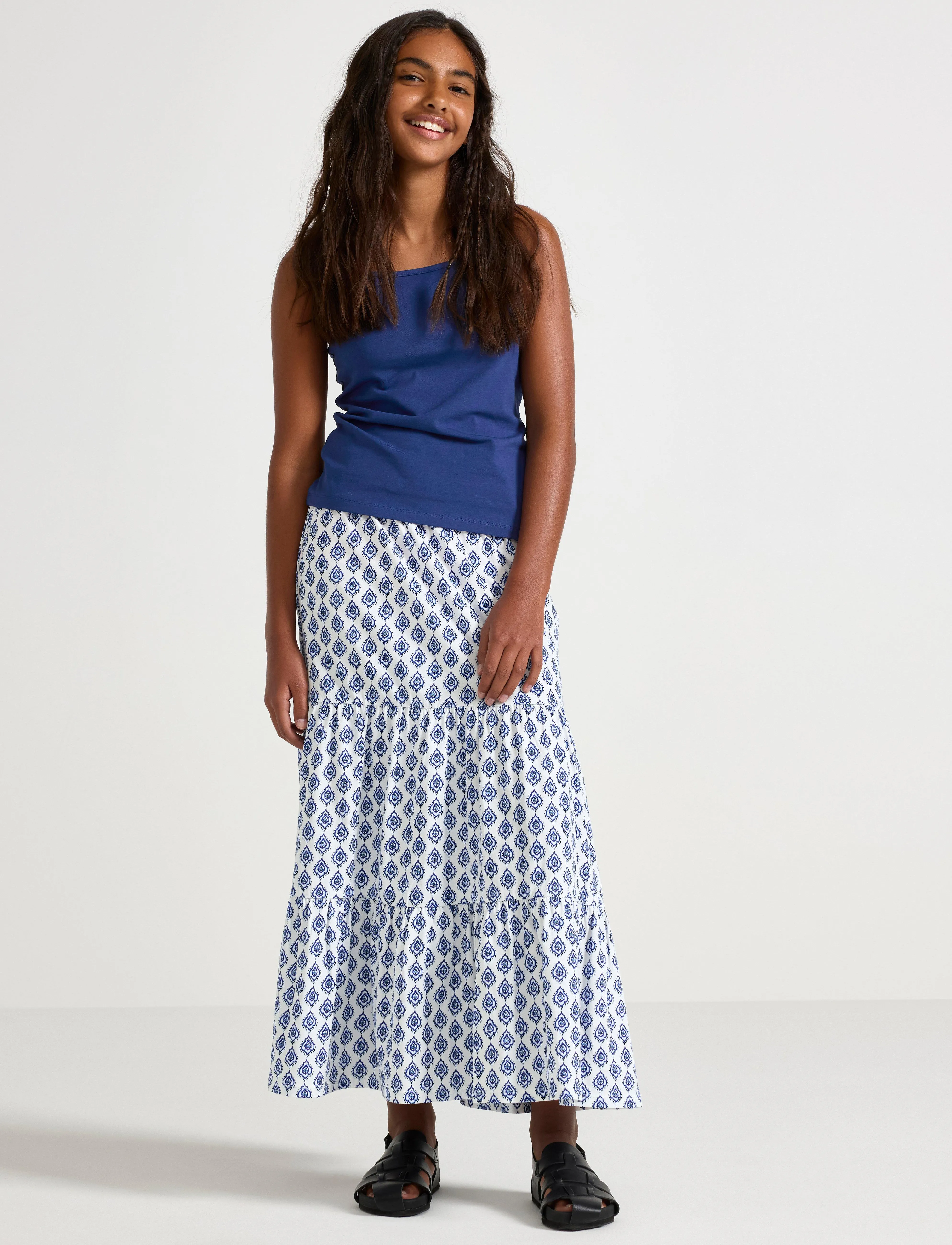 Lindex Skirt maxi jersey - Röcke - LIGHT DUSTY BLUE / navy