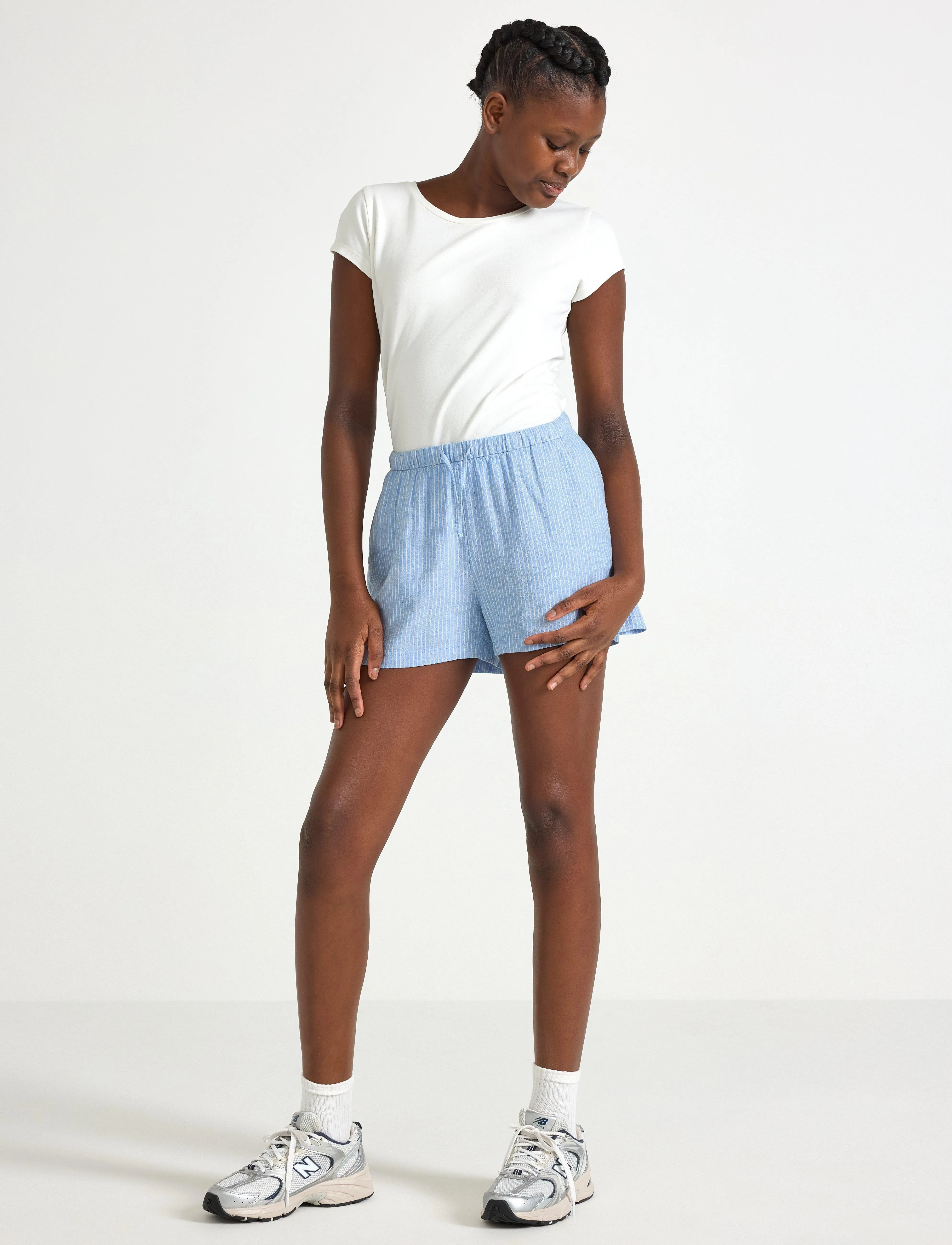 Lindex Shorts linen blend - Shorts - LIGHT DUSTY BLUE / blue