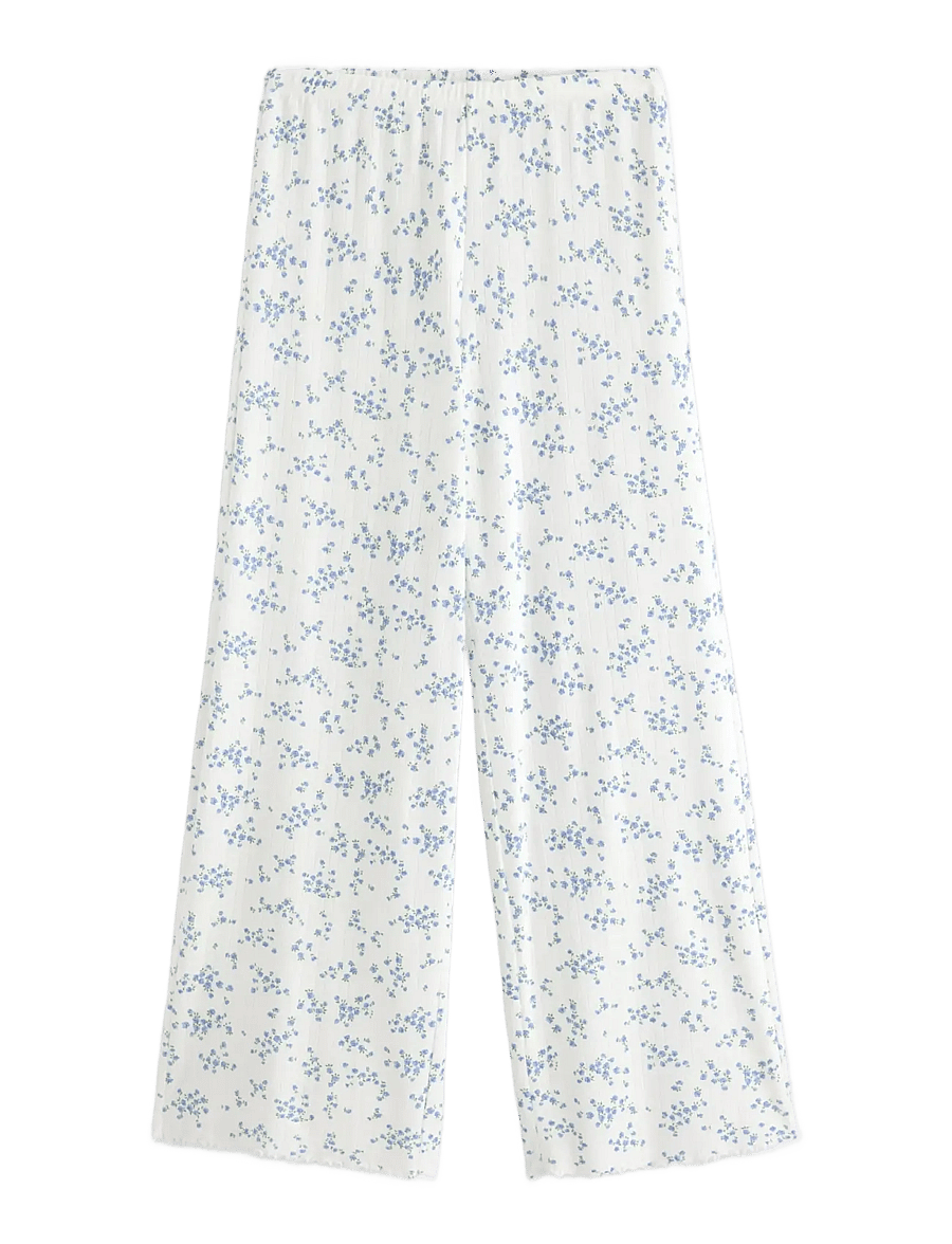 Lindex - Wide pyjama trousers in pointelle - natbukser - blue - 1
