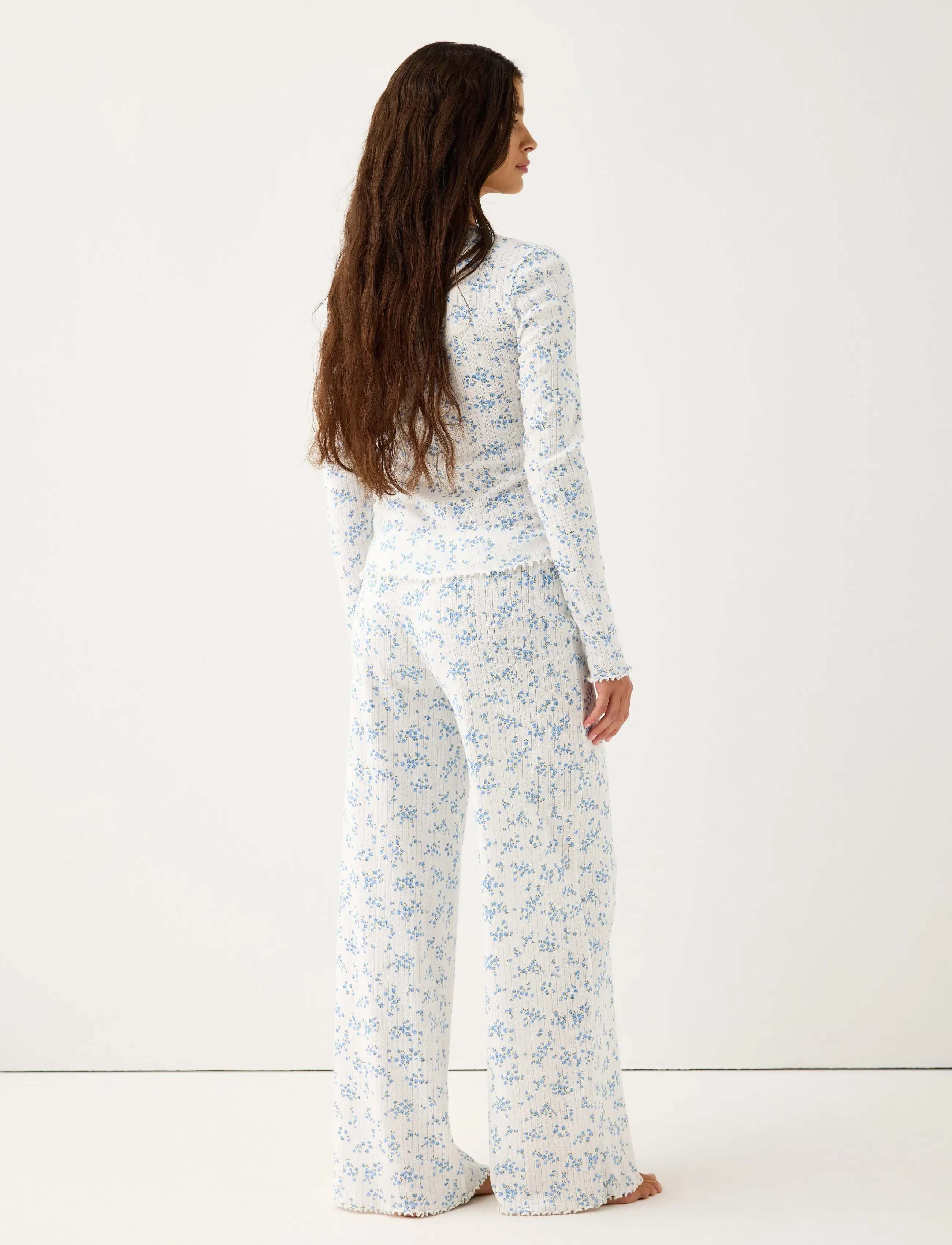Lindex - Wide pyjama trousers in pointelle - pyjama pants - blue - 3