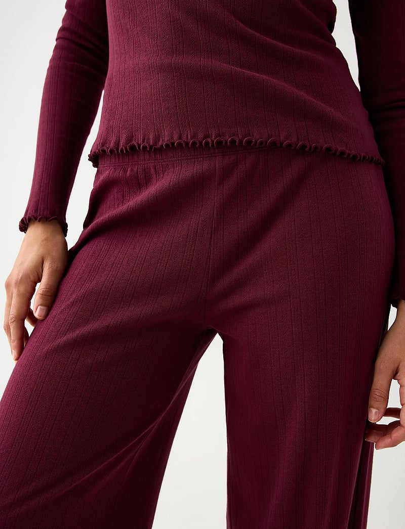 Lindex - Wide pyjama trousers in pointelle - pyjama pants - dark dusty red - 4