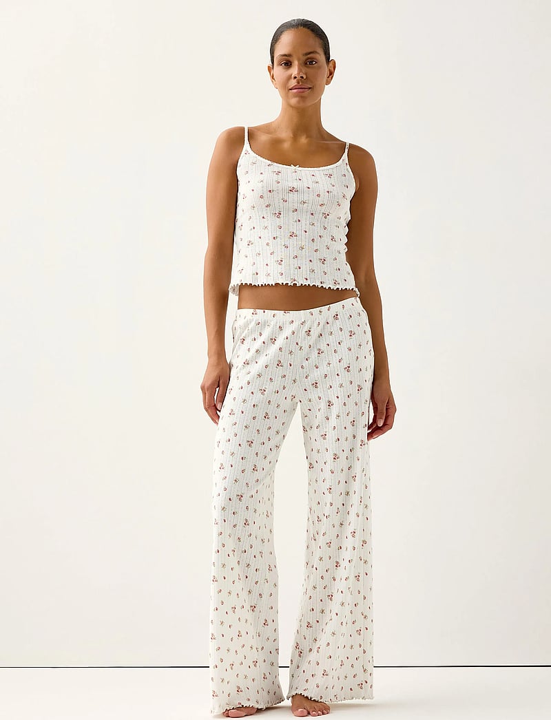 Lindex - Wide pyjama trousers in pointelle - spodnie od piżamy - dusty pink - 0