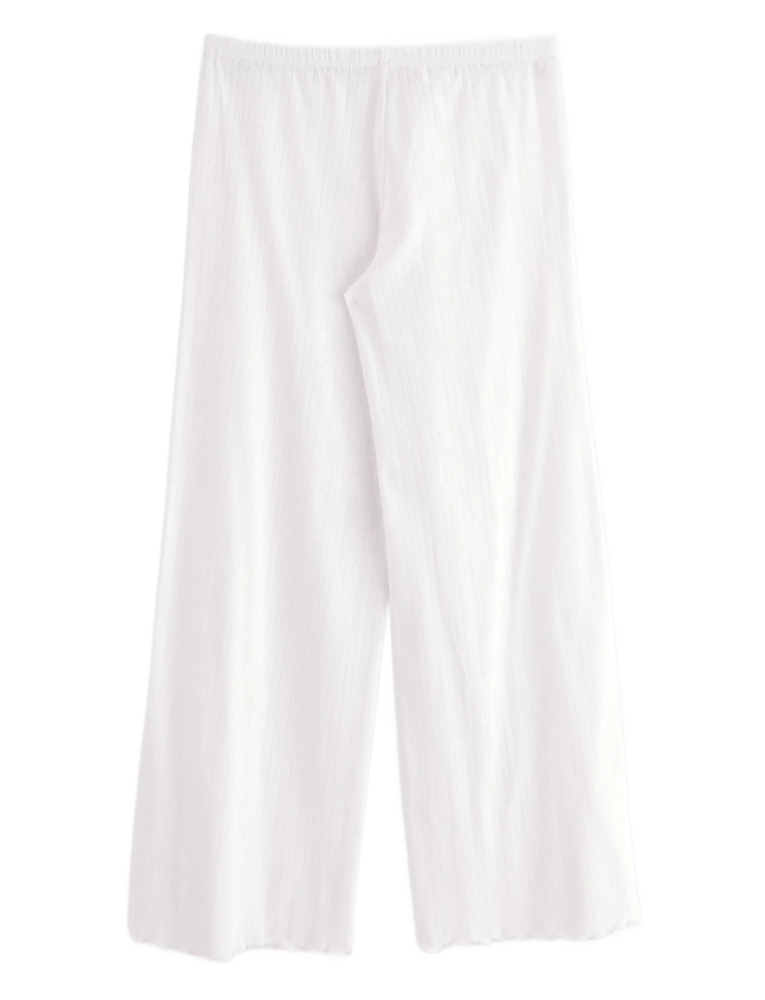 Lindex - Wide pyjama trousers in pointelle - white - 2