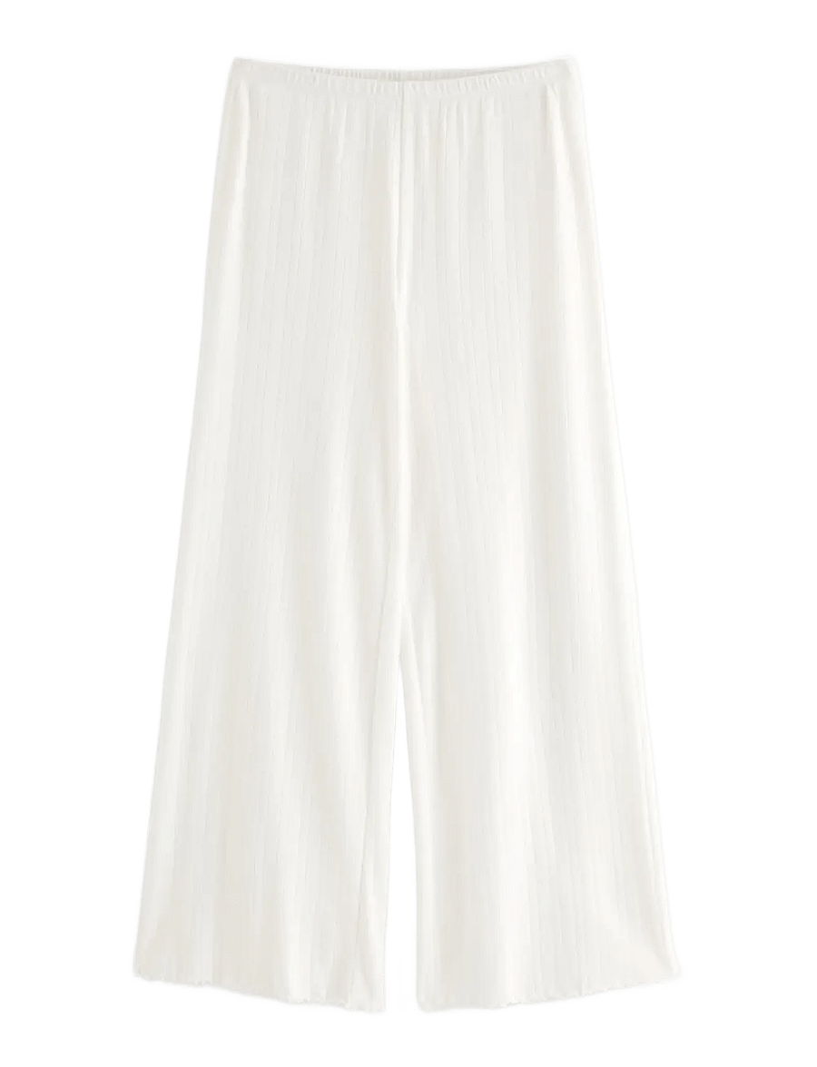 Lindex - Wide pyjama trousers in pointelle - natbukser - white - 1