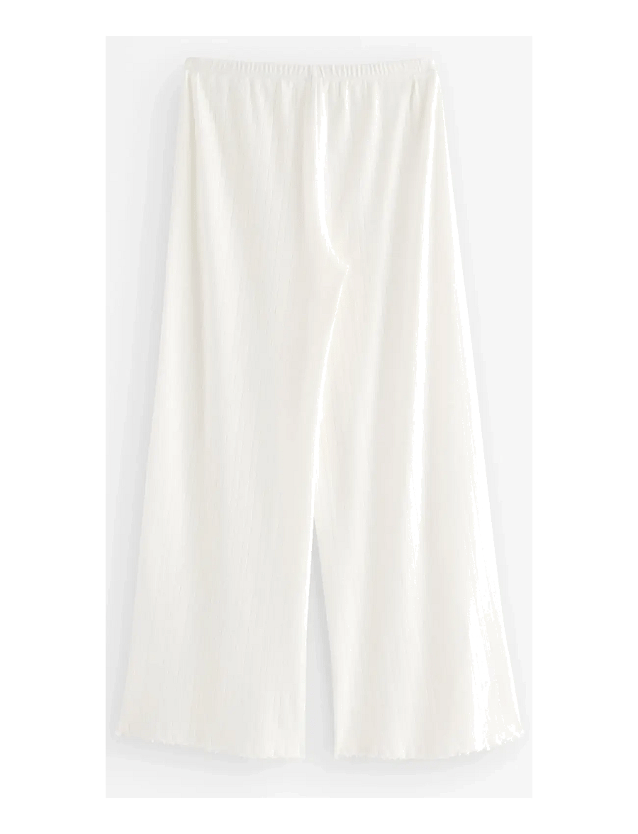 Lindex - Wide pyjama trousers in pointelle - natbukser - white - 2