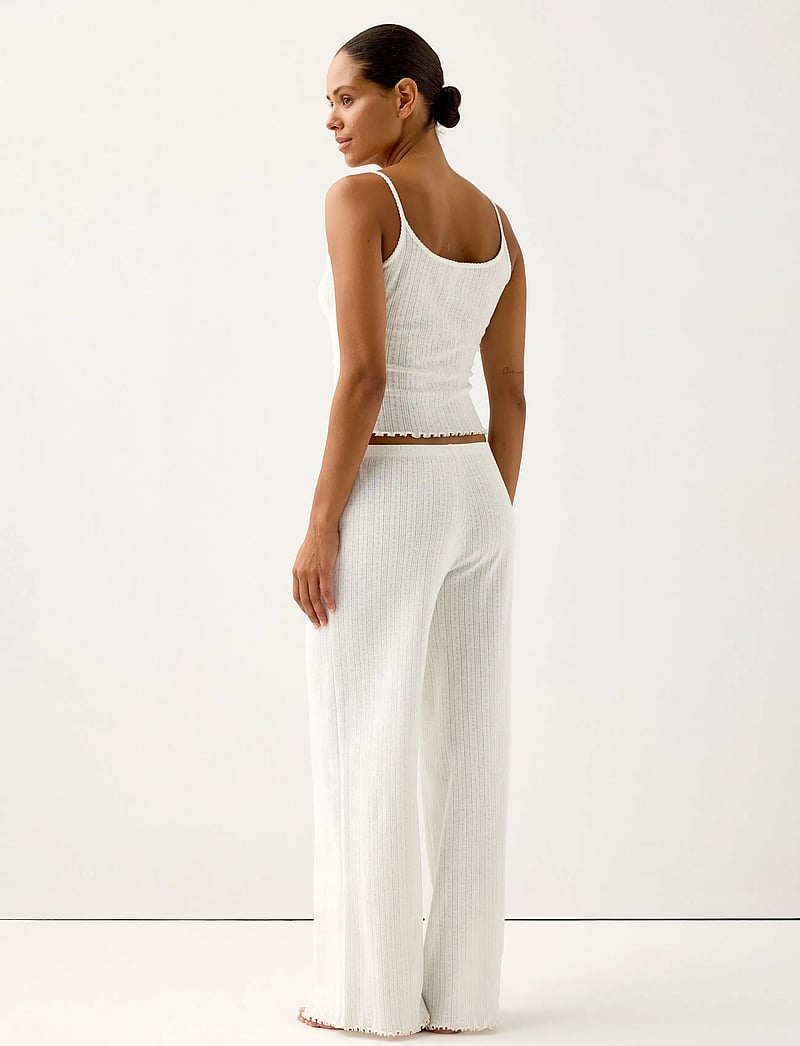 Lindex - Wide pyjama trousers in pointelle - pyjamahose - white - 3