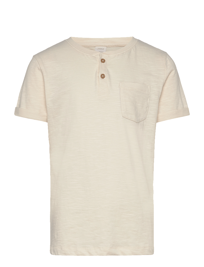 Lindex - Top SS Essentials w placket - kortärmade t-shirts - light beige - 0