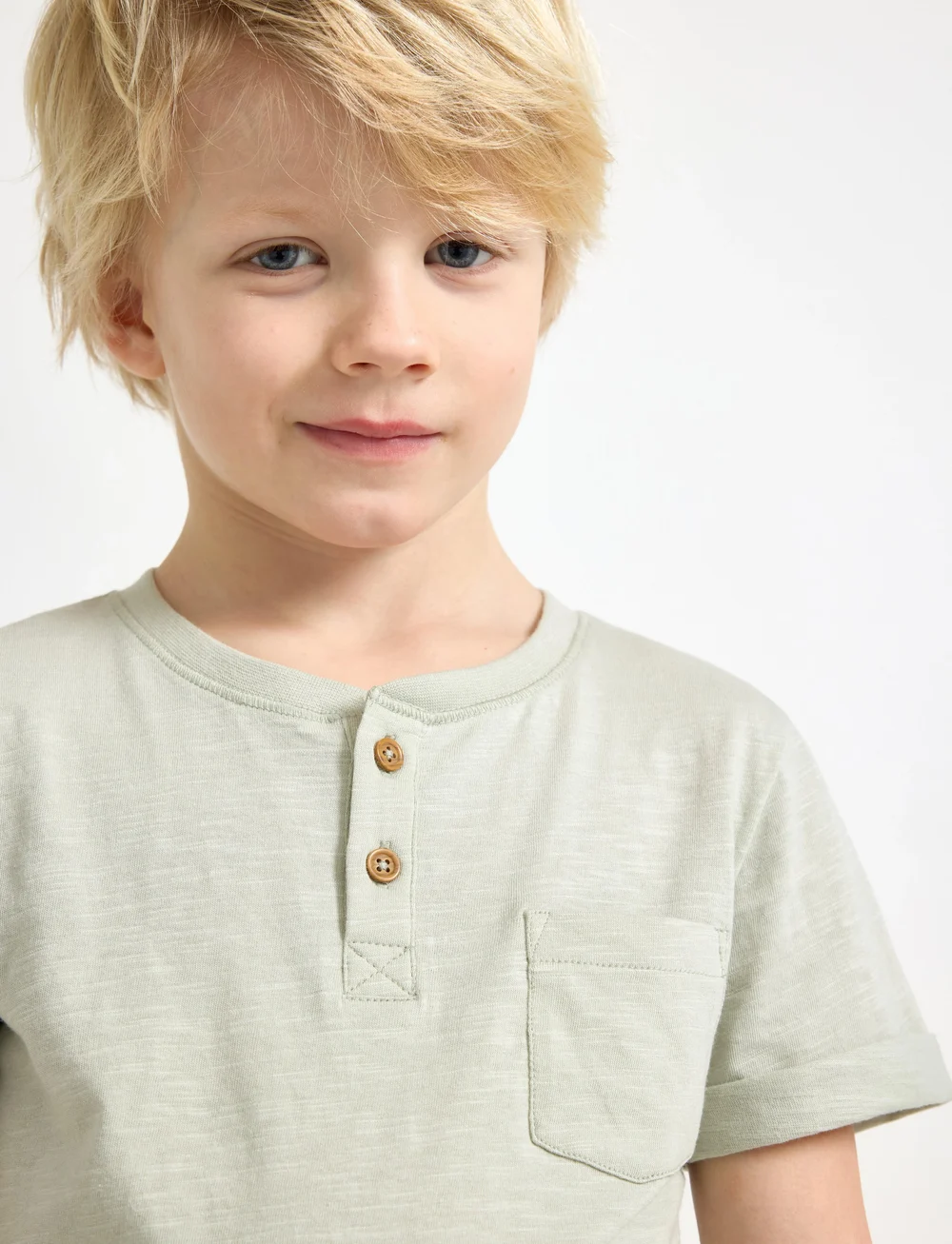 Lindex - Top SS Essentials w placket - kortærmede t-shirts - light dusty green - 4