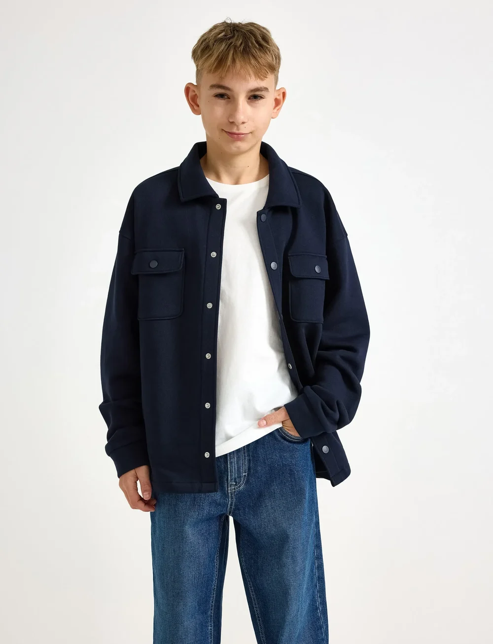 Lindex - Skjortejakke i jersey - overshirts - dark navy - 0