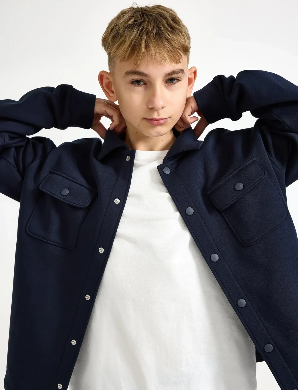 Lindex - Skjortejakke i jersey - overshirts - dark navy - 4