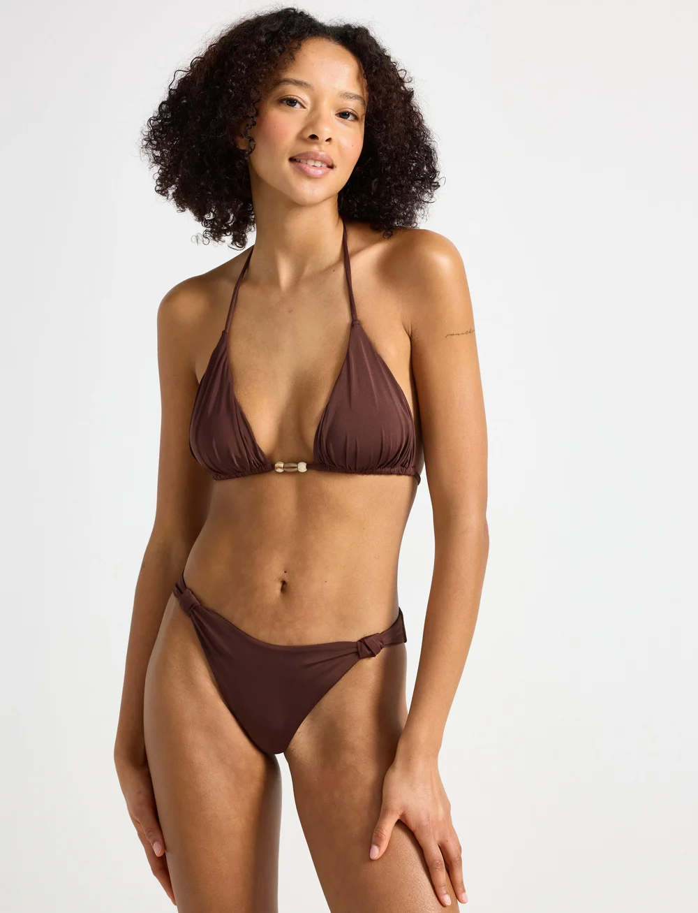 Lindex - Brief Regular Naomi Knot Shiny - bikiinipüksid - dk brown - 0