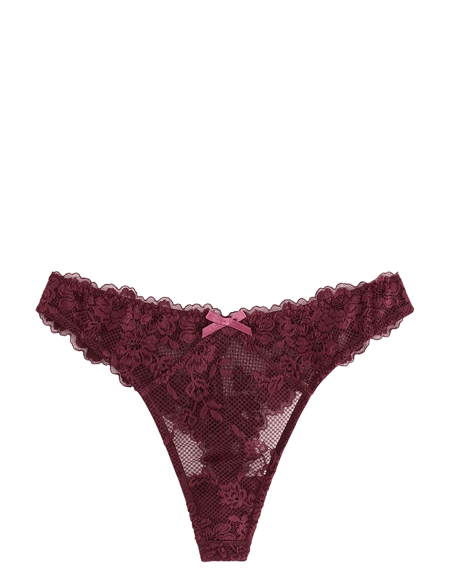Lindex - Thong in lace - tangas - dark dusty red - 1
