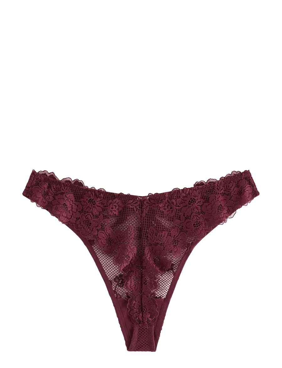 Lindex - Thong in lace - tangas - dark dusty red - 2
