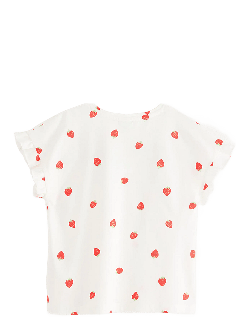 Lindex - Top dropped shoulder frill AOP - kortærmede t-shirts - light dusty white - 2