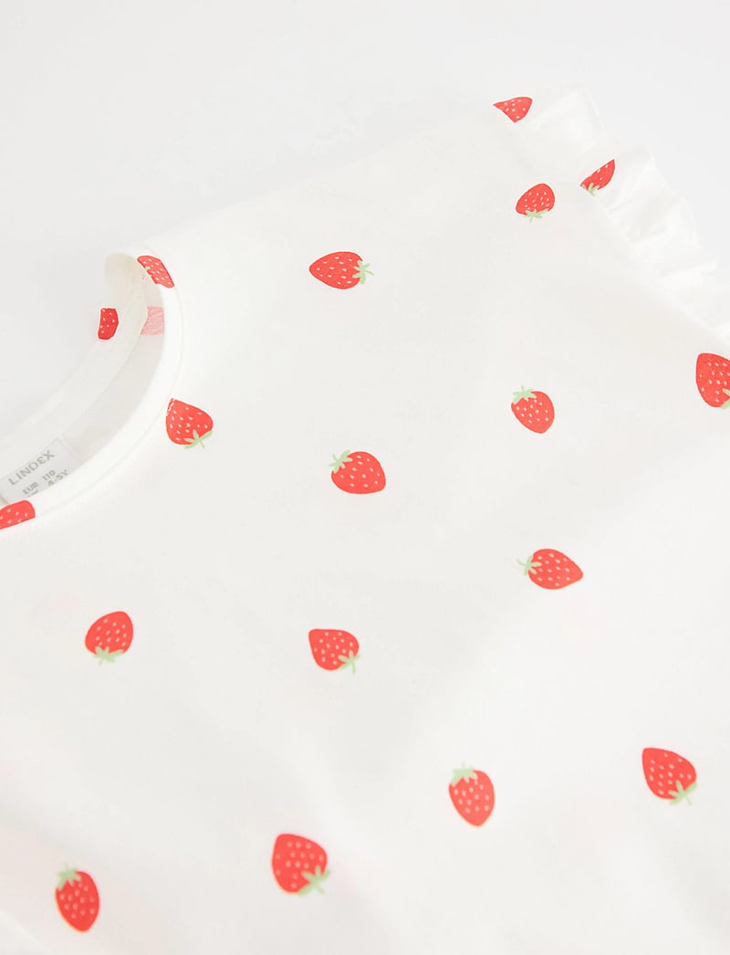 Lindex - Top dropped shoulder frill AOP - kortærmede t-shirts - light dusty white - 5