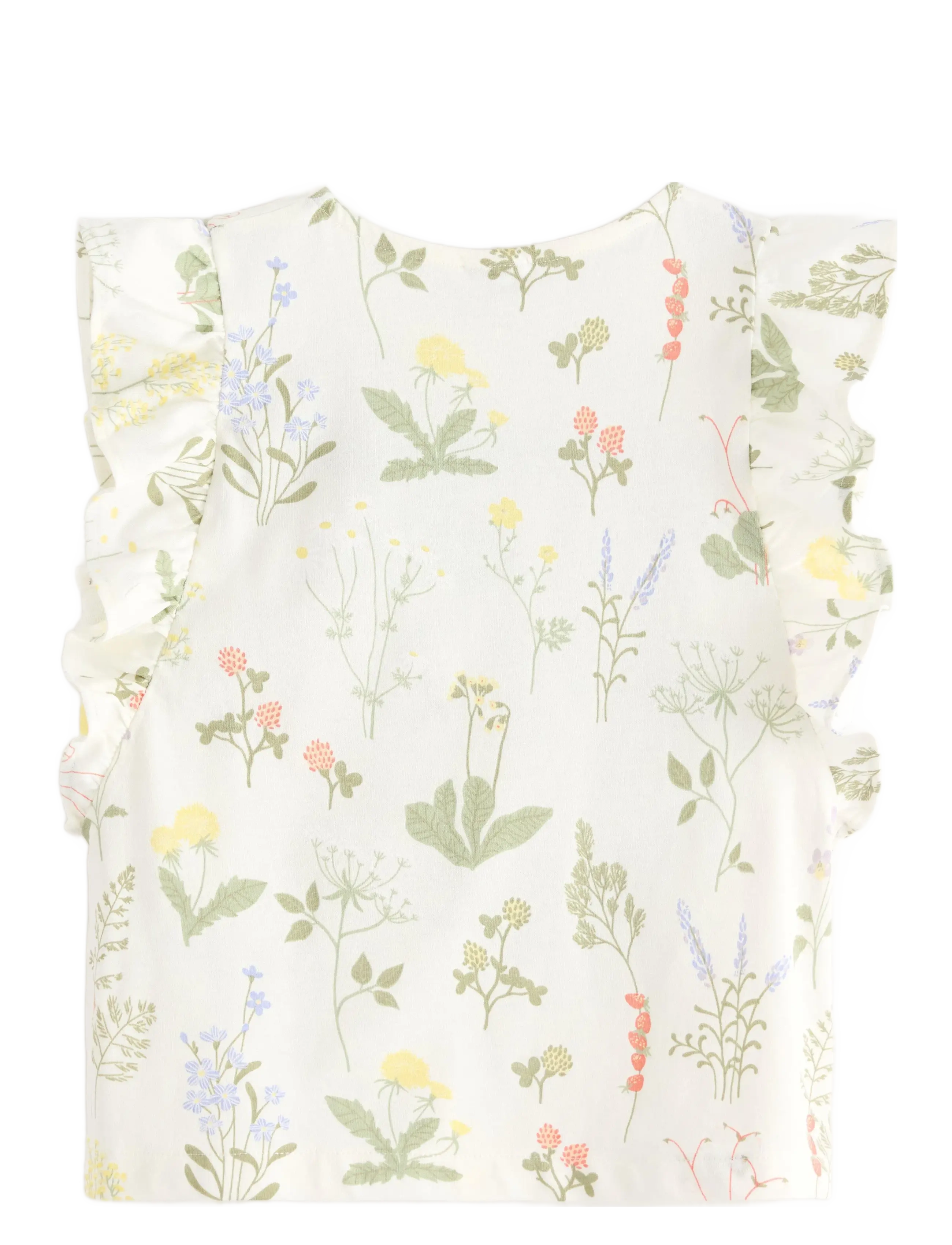 Lindex - Top SS Flounces AOP - bez rękawów - light dusty white - 2