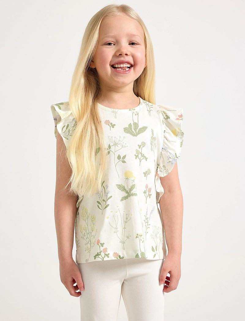 Lindex - Top SS Flounces AOP - tank top - light dusty white - 0