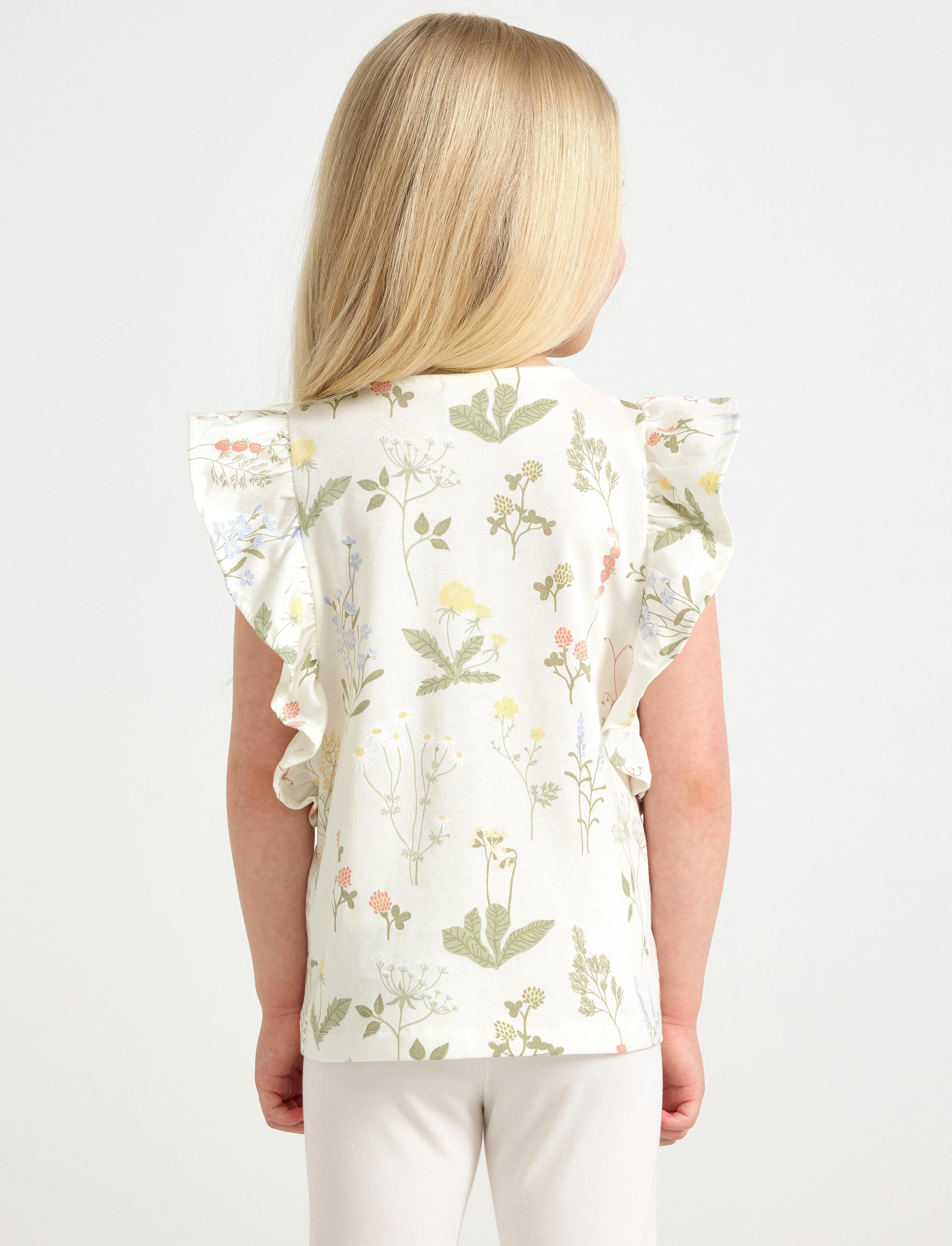 Lindex - Top SS Flounces AOP - bez rękawów - light dusty white - 3