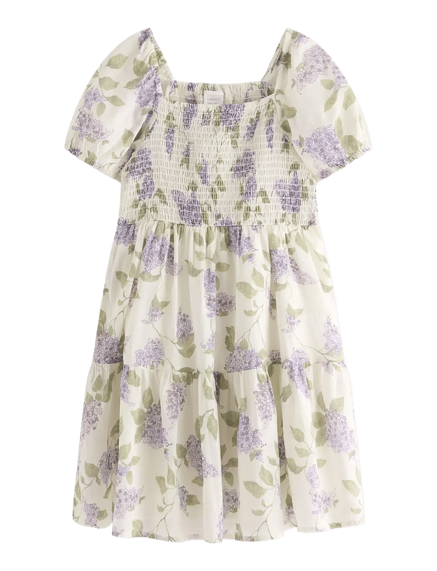 Lindex - Dress with smock - kurzärmelige freizeitkleider - white - 1