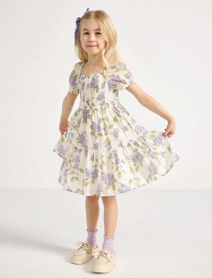 Lindex - Dress with smock - kurzärmelige freizeitkleider - white - 0