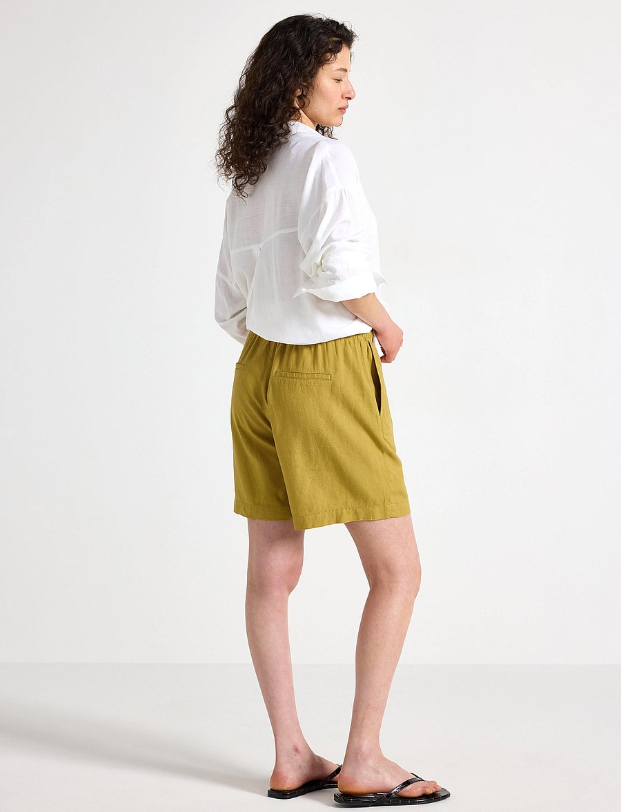 Lindex - Shorts Gillian - hørshorts - dark dusty yellow - 3