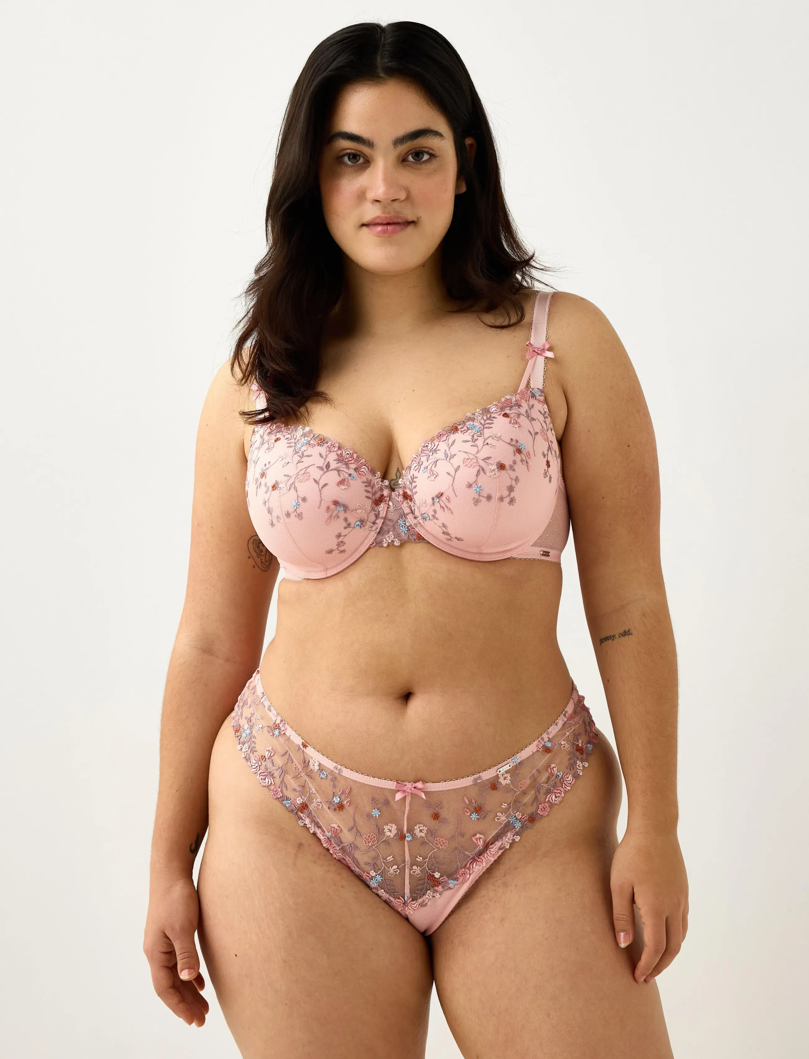 Lindex Bra Lilja Rosie, Kvinder, Blomsterbroderet BH, Pink, Str: 75 C
