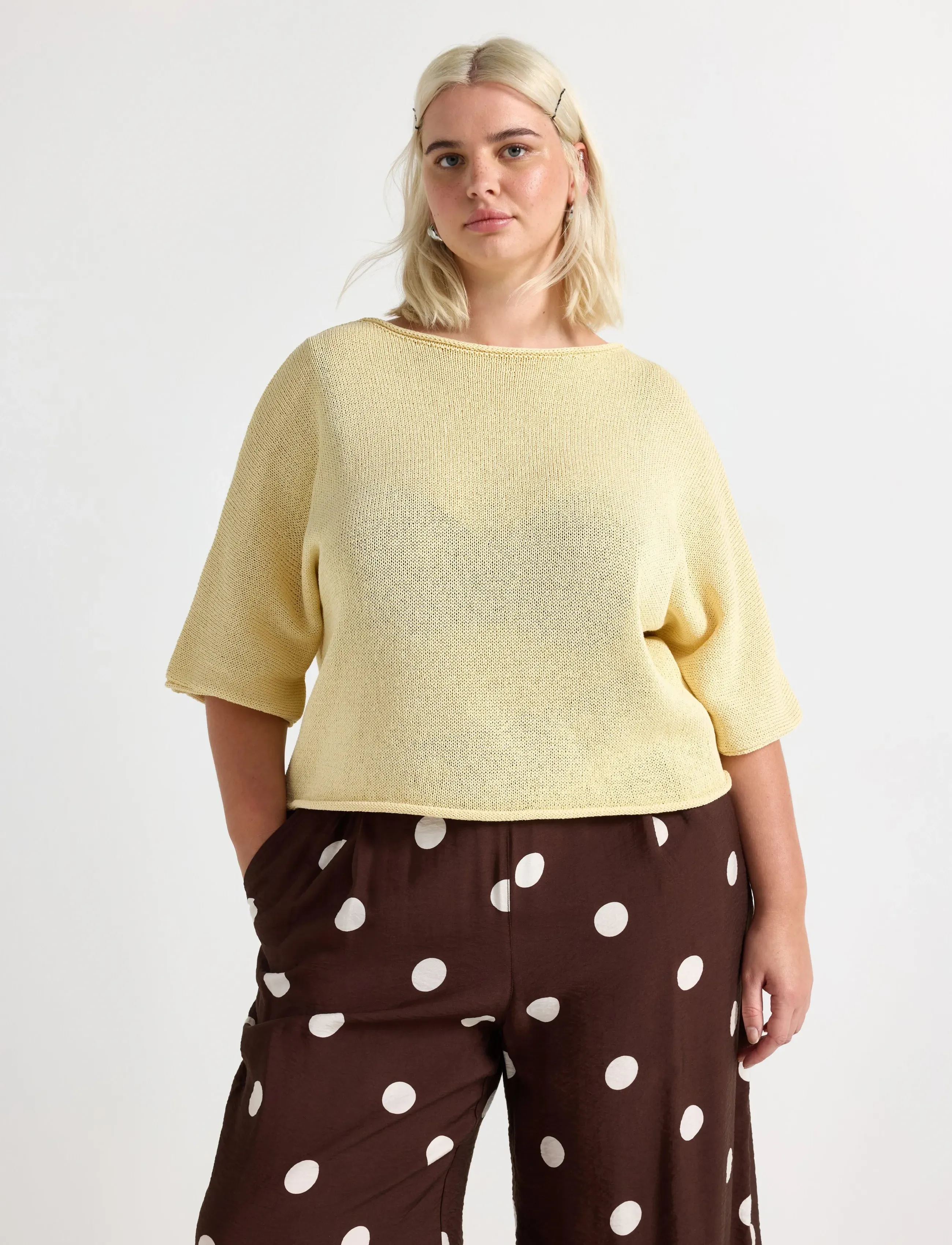 Lindex Knitted Jumper, XL, Knitwear, Gelb - Jumpers, Frauen