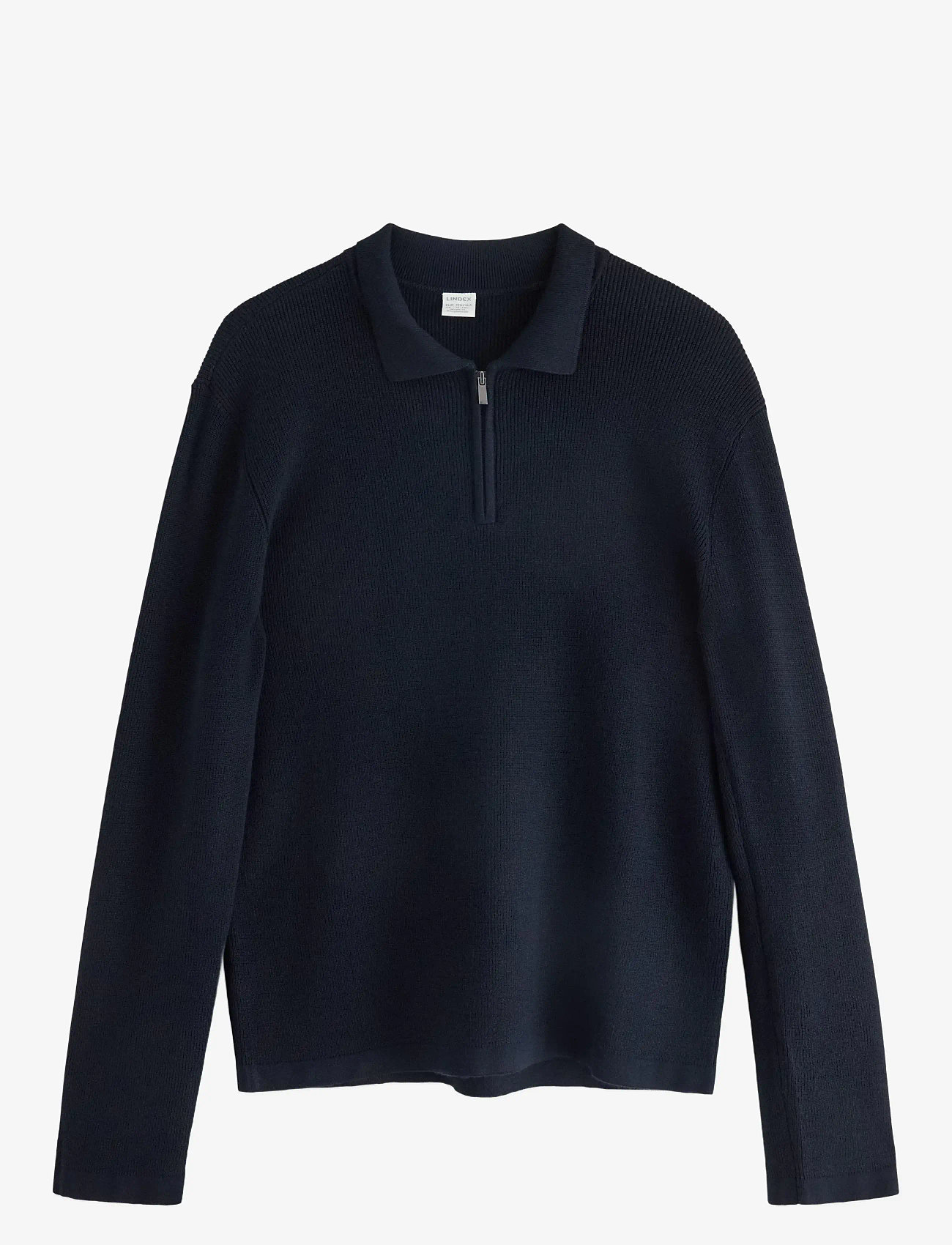 Lindex - Sweater rib knit collar - long-sleeved polos - dark navy - 1