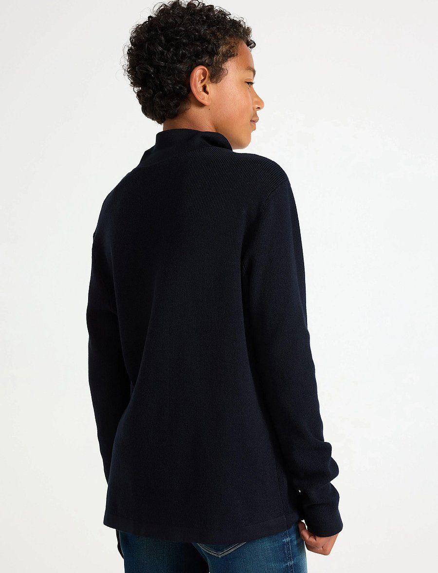 Lindex - Sweater rib knit collar - langærmede poloer - dark navy - 3