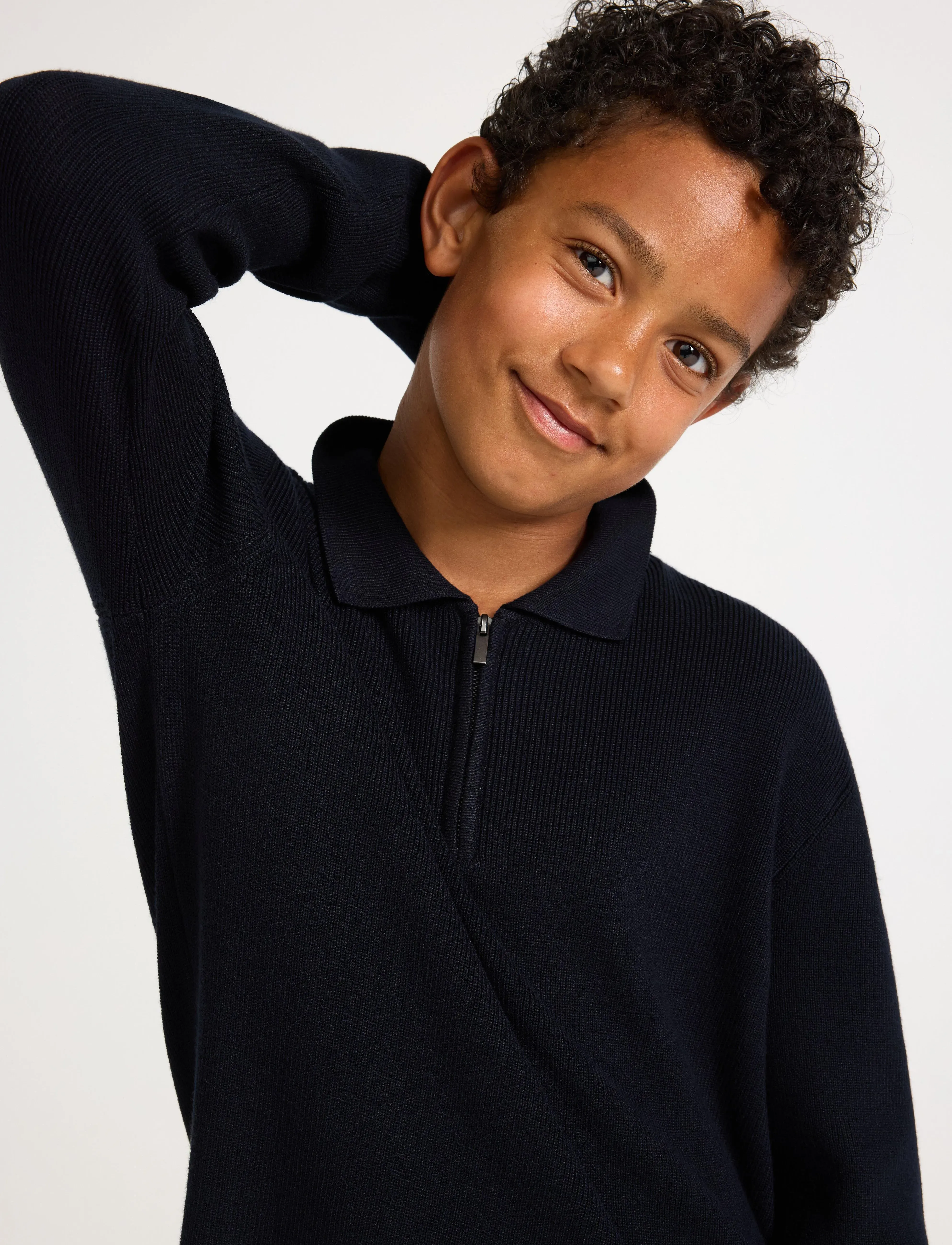 Lindex - Sweater rib knit collar - polo marškinėliai - dark navy - 4
