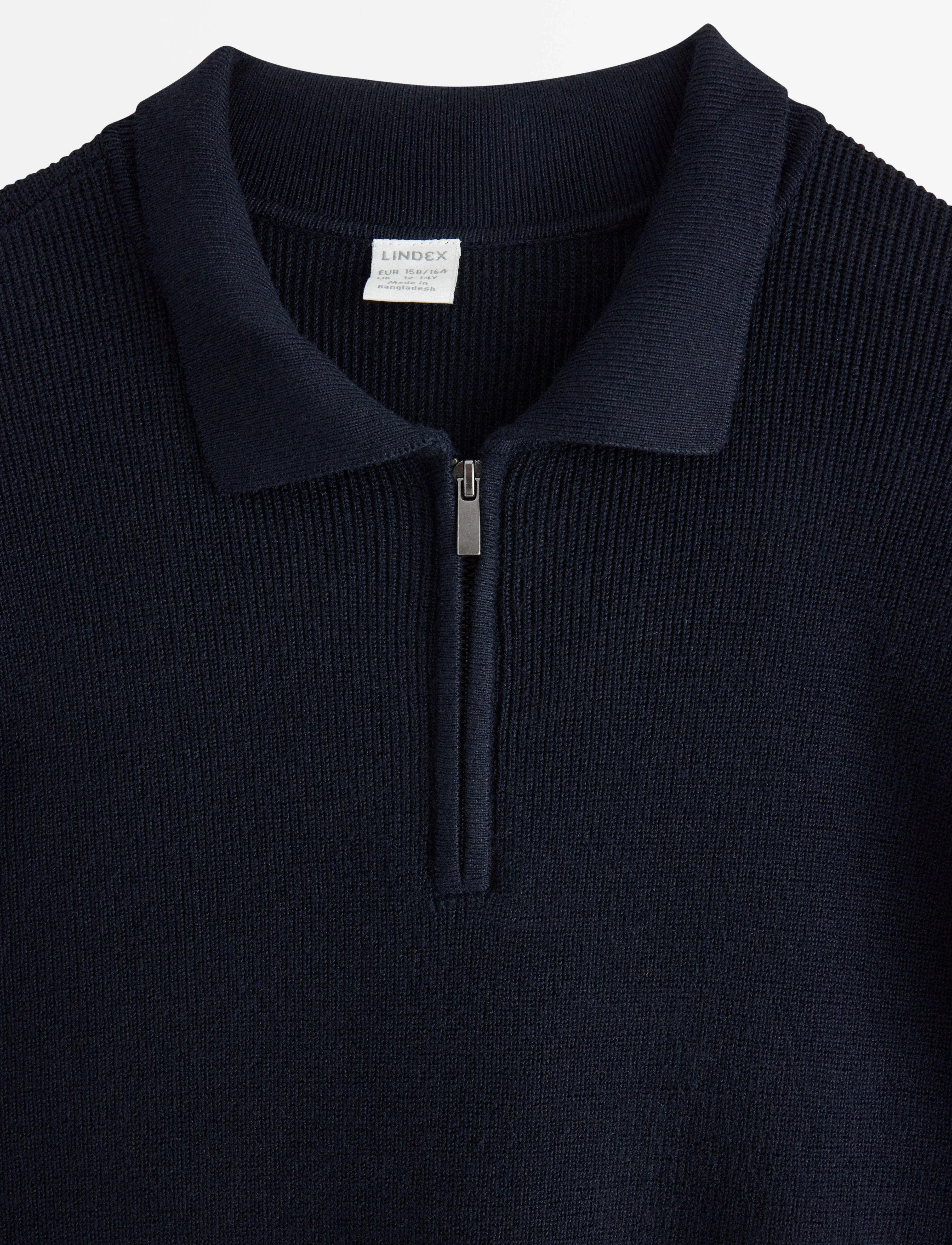 Lindex - Sweater rib knit collar - polo marškinėliai - dark navy - 5