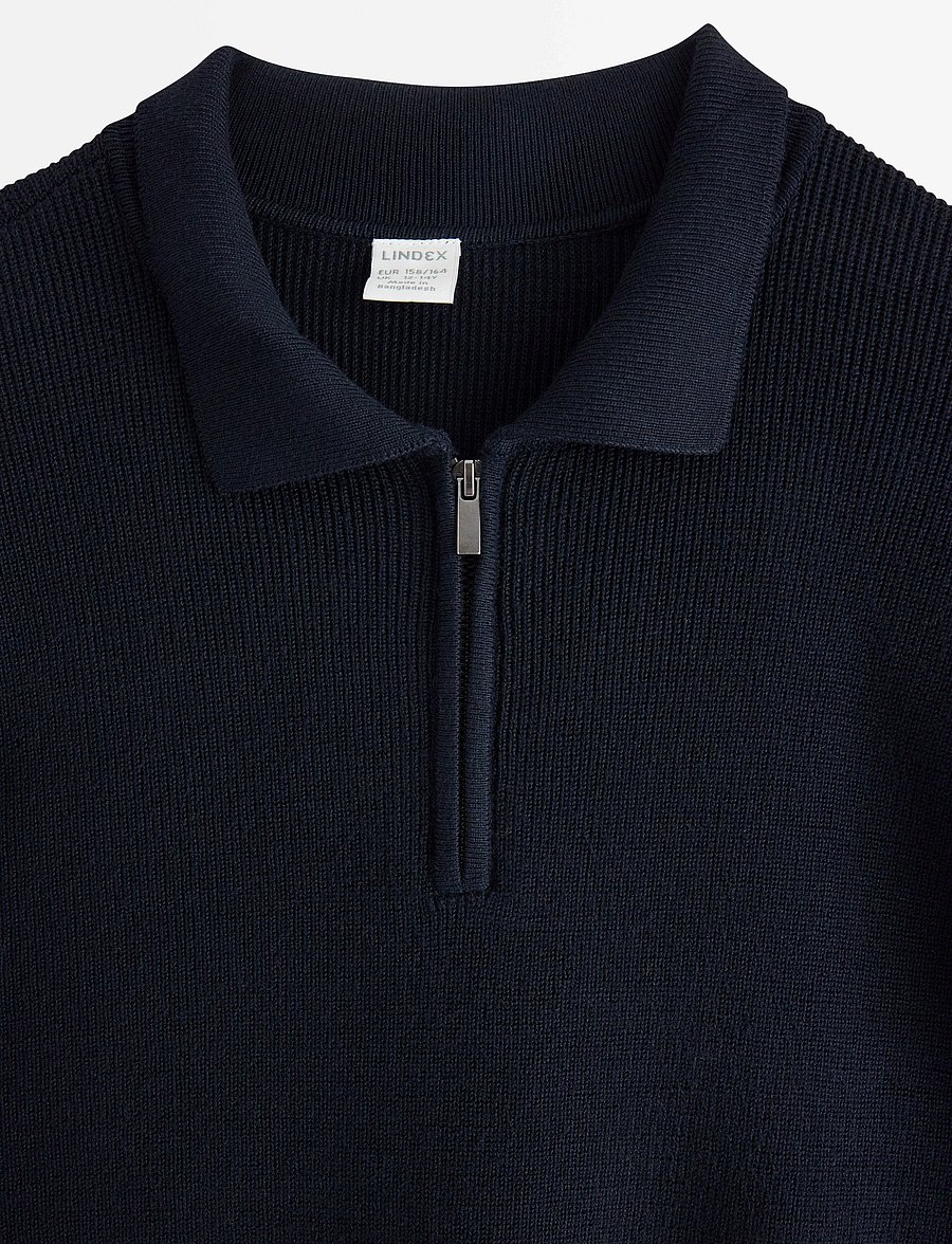 Lindex - Sweater rib knit collar - langærmede poloer - dark navy - 5