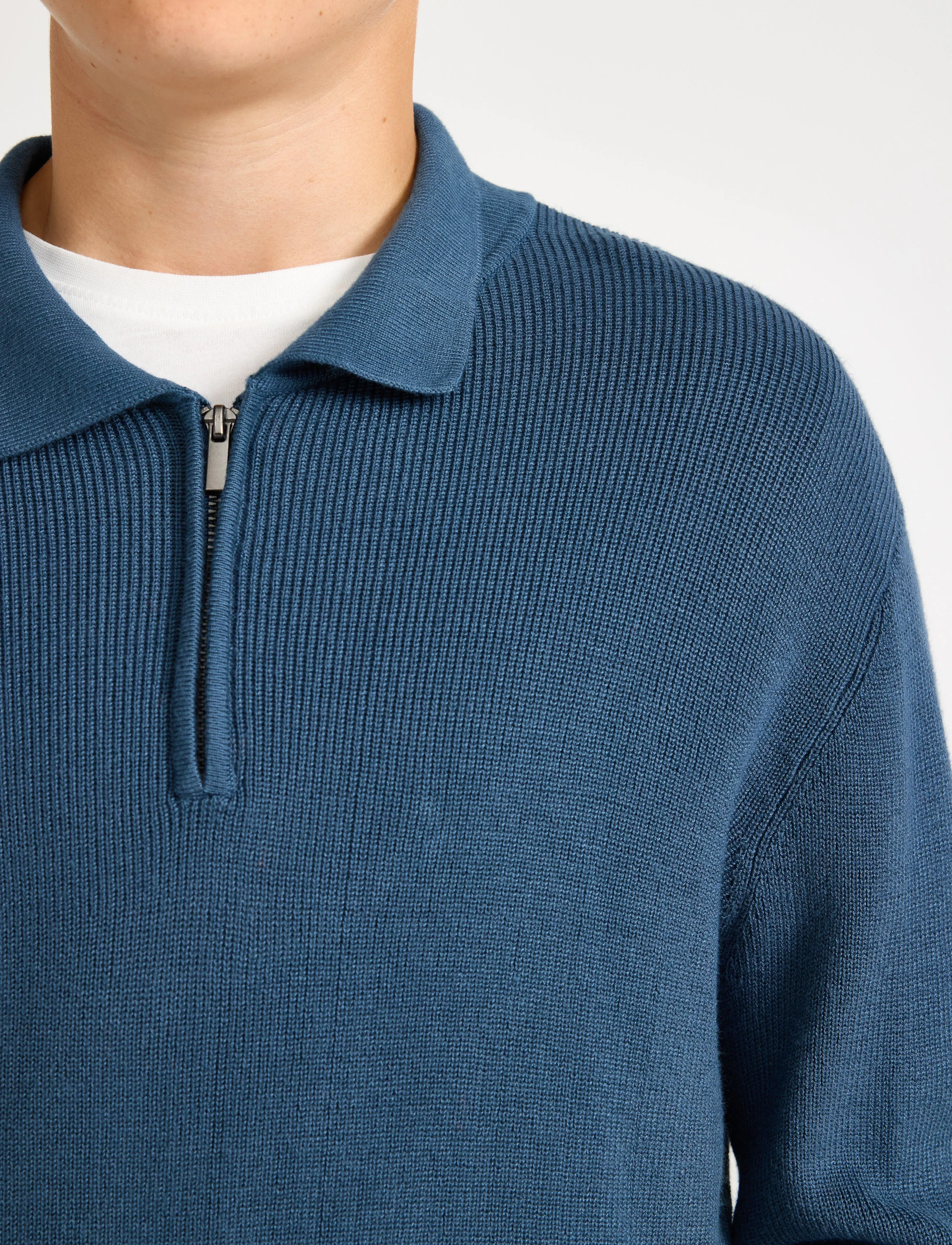 Lindex - Sweater rib knit collar - polo marškinėliai ilgomis rankovėmis - dusty blue - 4