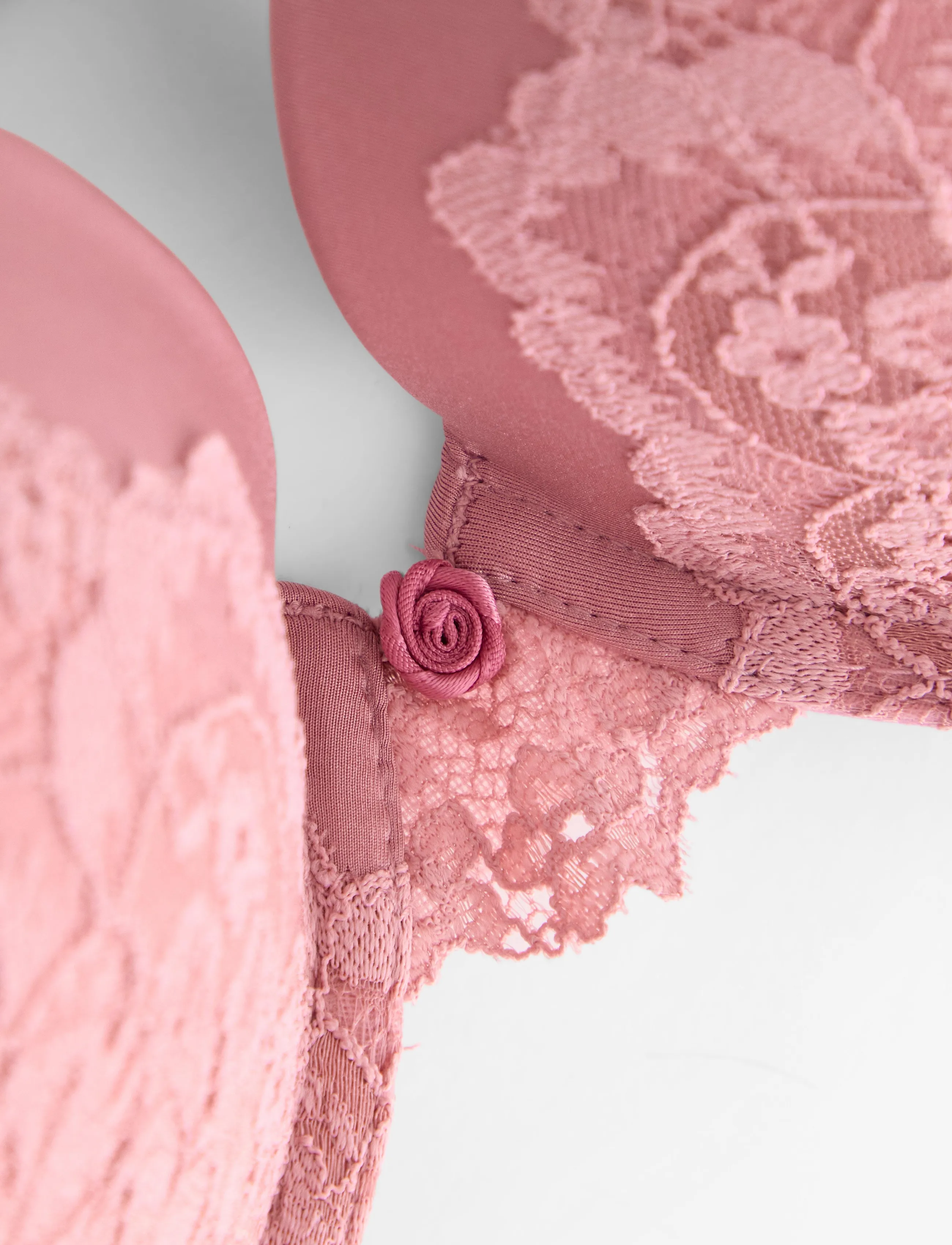 Lindex - Malva push-up bra with lace - dark dusty pink - 5